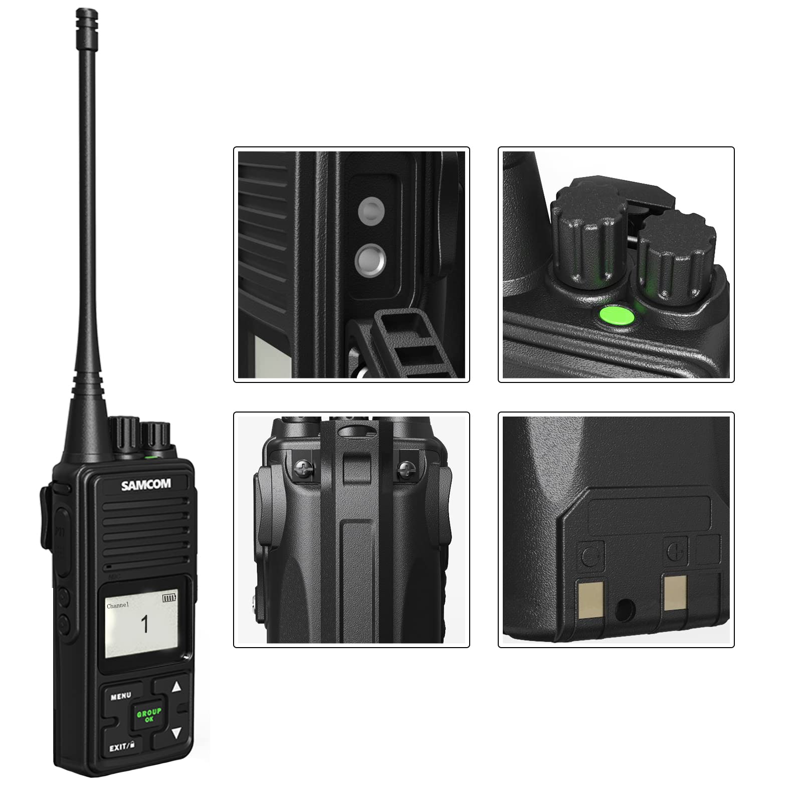 Long Range Two-Way Radios SAMCOM FPCN10A - 3000mAh Rechargeable Walkie Talkies for Adults with UHF 2 Way Communication, Earpiece & Group Talk - Ideal for Construction Sites, Outdoor Adventures & Event Coordination (3 Pack)
