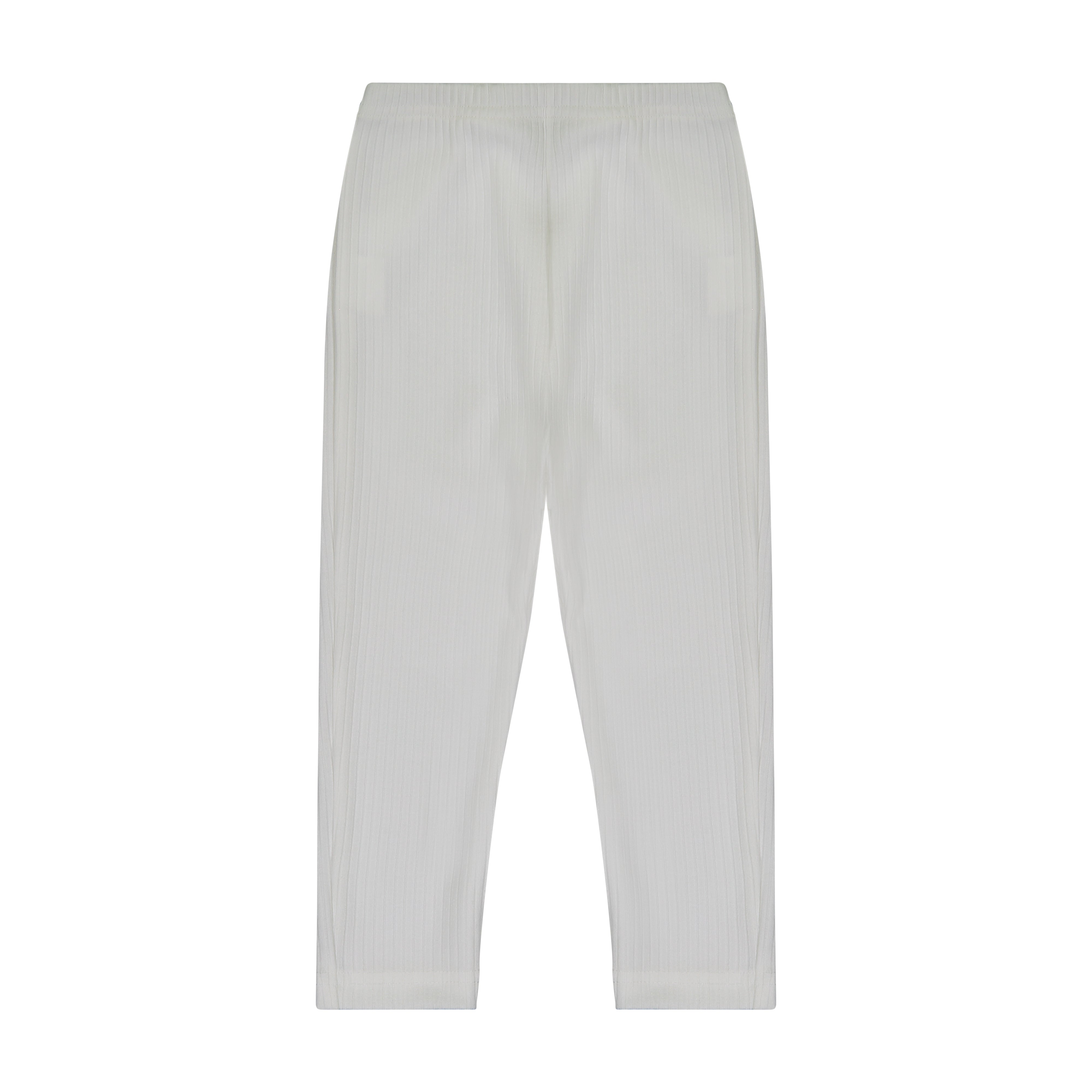 High Waisted Cream Ribbed Knit Leggings for Women - Soft Stretchy Yoga Pants for Workout, Lounge & Everyday Wear