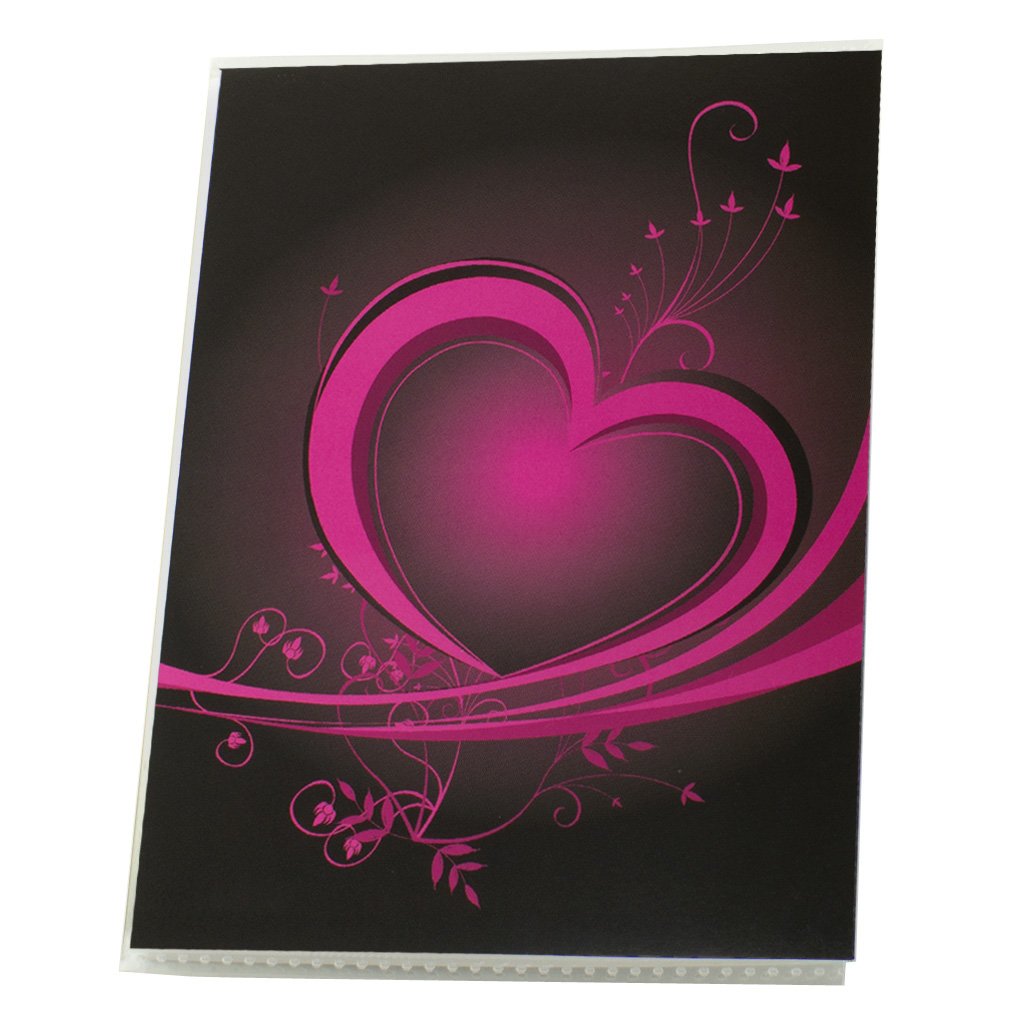 KVD Mini 4x6 Photo Album Brag Book - Holds 36 Photos, Durable & Flexible, Black Pink Heart Design - Perfect for Baby Pictures, Wedding Memories, Travel Scrapbooking & Gift Giving