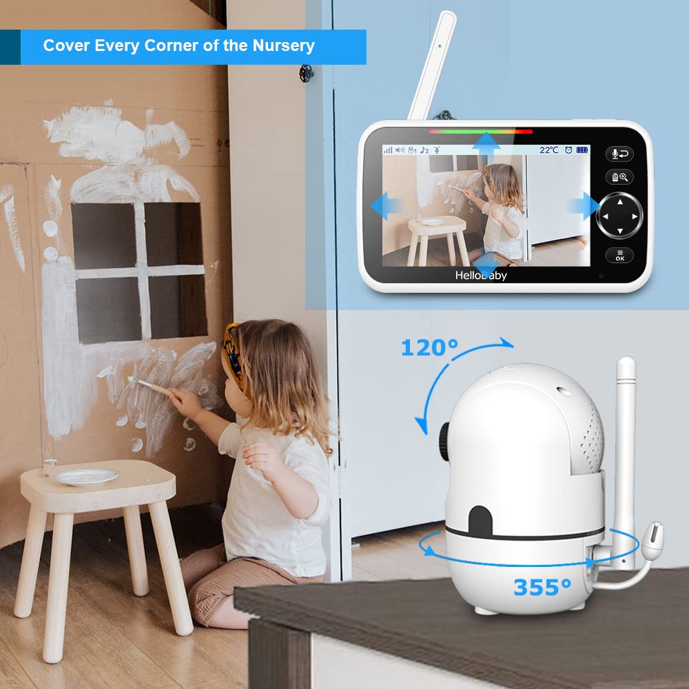 HelloBaby Wall Mounted Baby Monitor - No WiFi, 5
