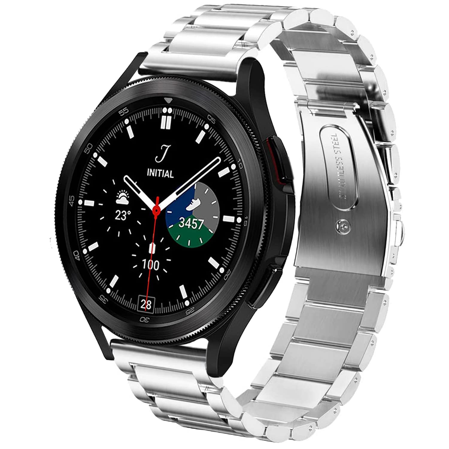 Stainless Steel Watch Band for Samsung Galaxy Watch 4/Active - Silver | Smart Watch Replacement Strap