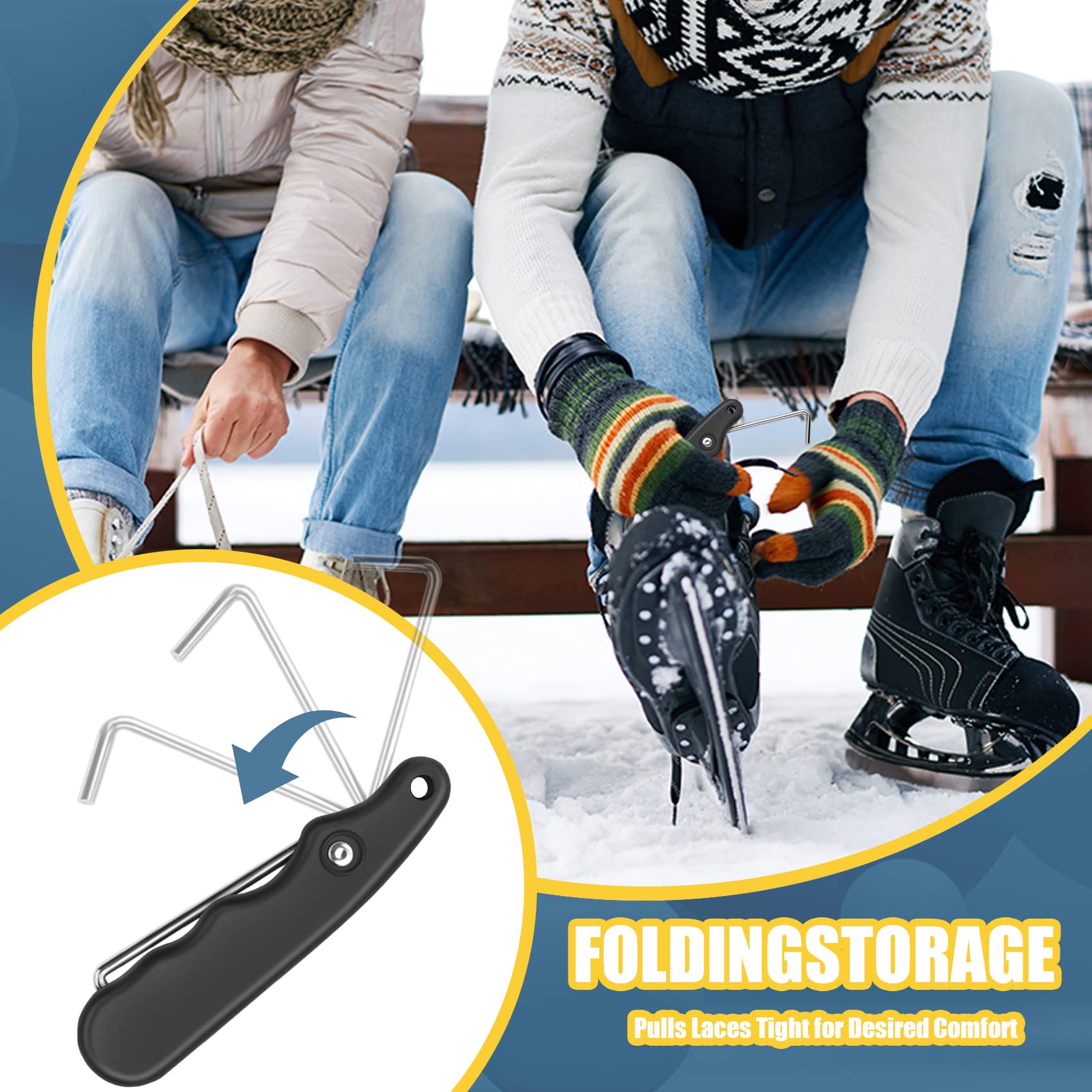 2Pcs Skate Tightener Tool for Ice Skates - Adjustable Hockey Skate Puller & Tightener - Perfect for Ice Hockey, Figure Skating & Recreational Skating