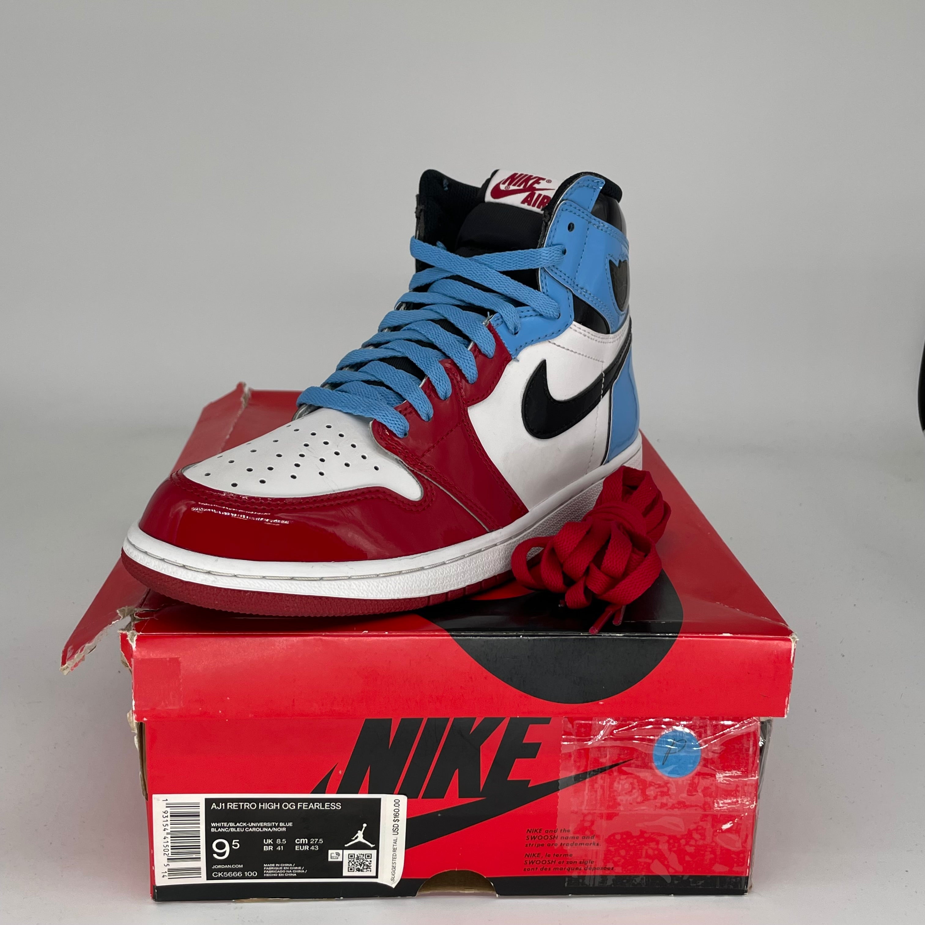 AIR JORDAN 1 FEARLESS UNC CHICAGO Men's Basketball Shoes - Size 9.5 (CK5666-100) - Authentic Retro Sneakers for Streetwear & Sports Fashion
