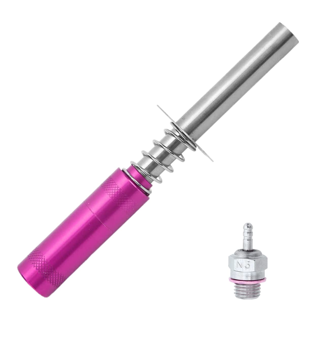 High-Performance Glow Plug Igniter & N3 Hot Spark Glow Plugs - AA Battery Powered Nitro Engine Starter Tool for 1/10 RC Cars, Buggy Trucks & Model Airplanes (Rose Red) | Ideal for Racing, Off-Roading & Remote Control Hobbies