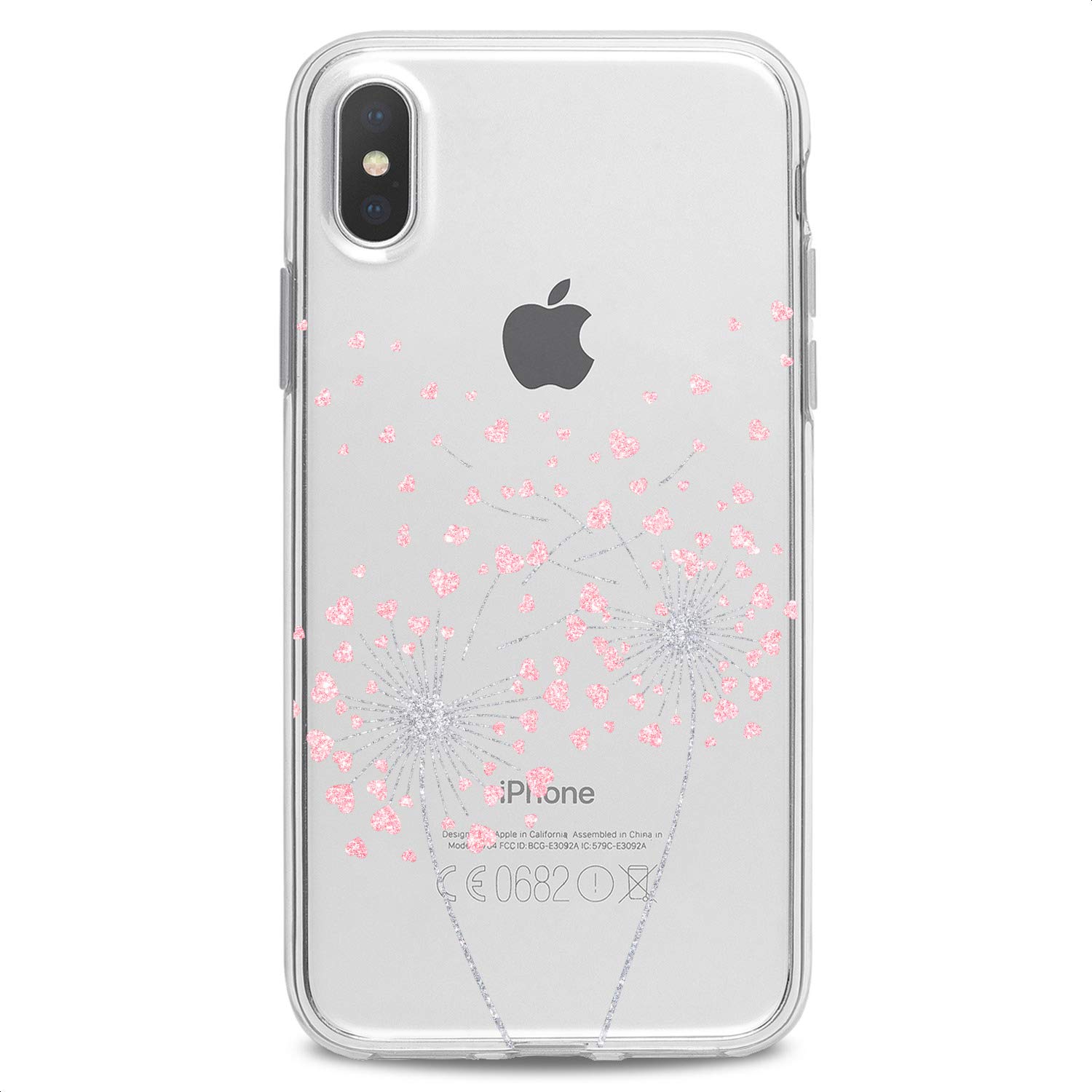 Premium TPU Phone Case for iPhone 16/15/14/13/12/11 Pro Max/Plus/Mini/XS/XR/X/8+/7/6/5/SE - Cute Floral Heart Clear Slim Protective Cover - Trendy Pink Design for Women & Teens - Perfect for Everyday Use, School & Gift Giving