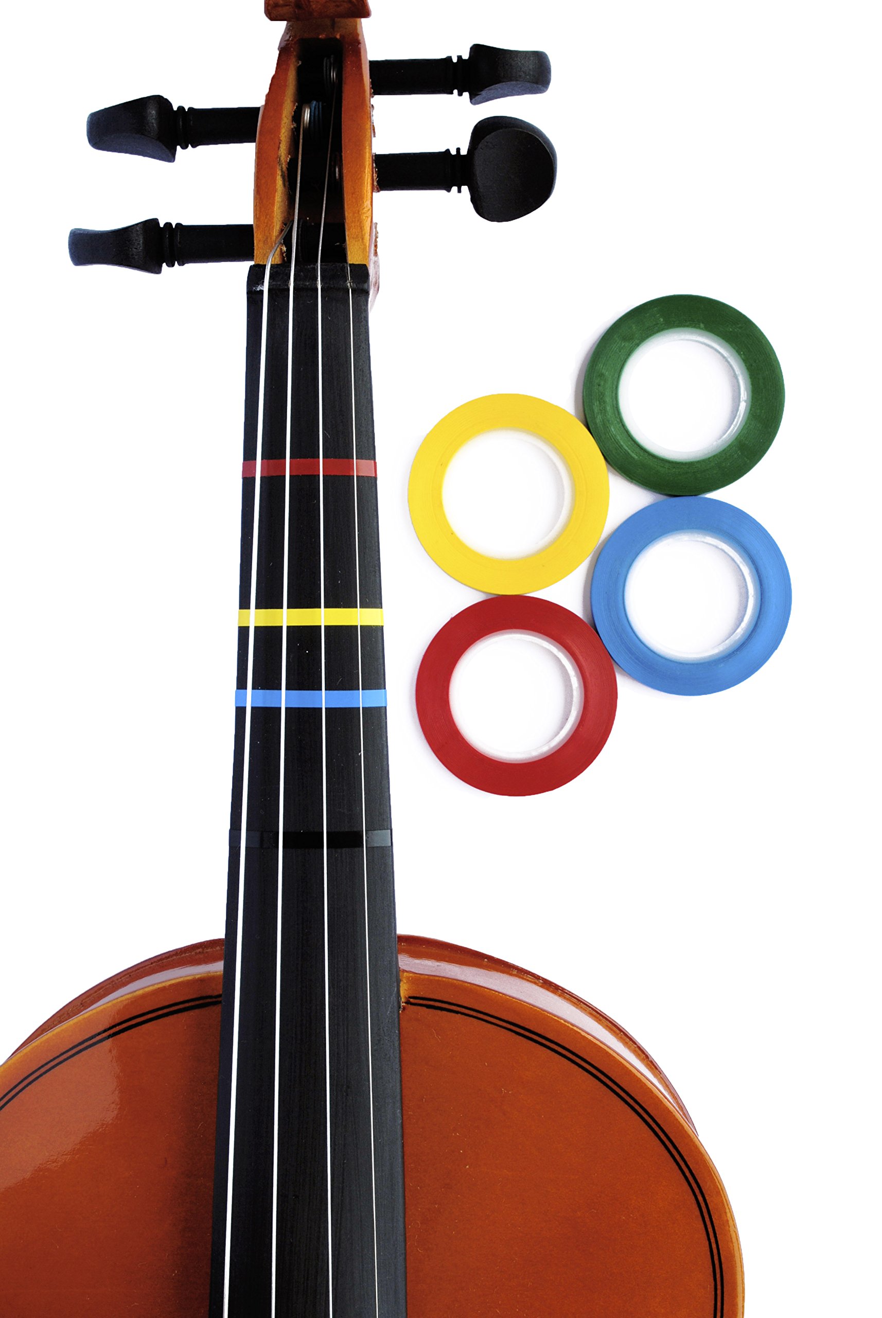 Violin Finger Guide Tape - Colorful Adhesive Stickers (Red, Yellow, Blue, Green) for Beginners - Perfect for Violin Practice & Music Lessons