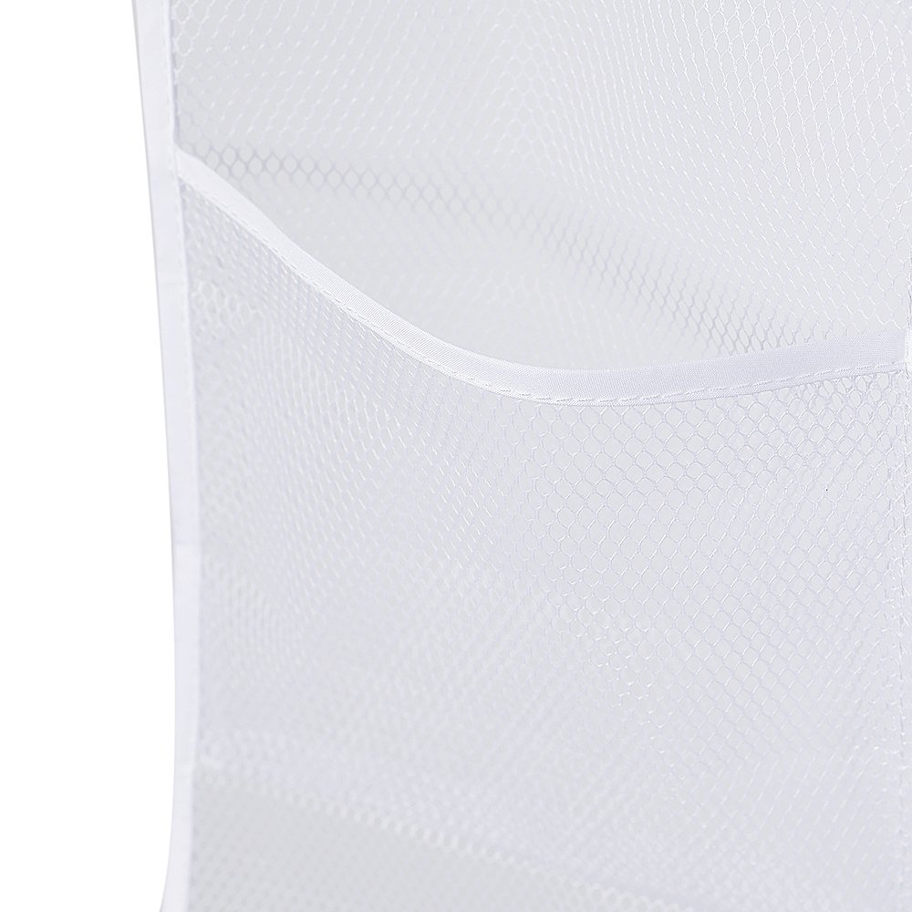 ALYER 6-Pocket Hanging Mesh Shower Caddy - Space Saving Bathroom Organizer with Quick Dry Design & Sturdy Hook - Perfect for College Dorms, Apartments, and Small Bathrooms (White)