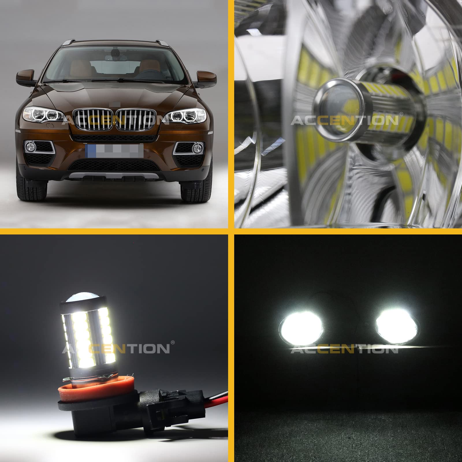 2Pcs LED Fog Lights for BMW X6 E71 E72 (2012-2015) - Bright White Front Fog Lamp Bulbs for Enhanced Visibility in Rain & Foggy Conditions