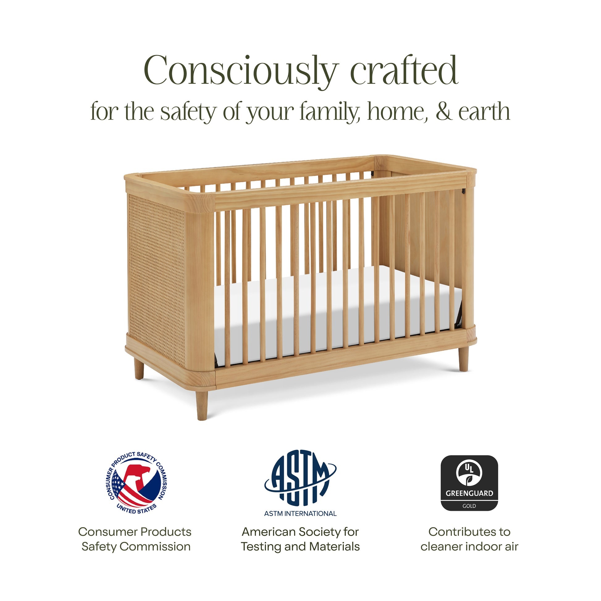 3-in-1 Convertible Baby Crib with Canopy - White Nursery Furniture for Newborns to Toddlers | Perfect for Bedrooms, Daycares & Nursery Rooms