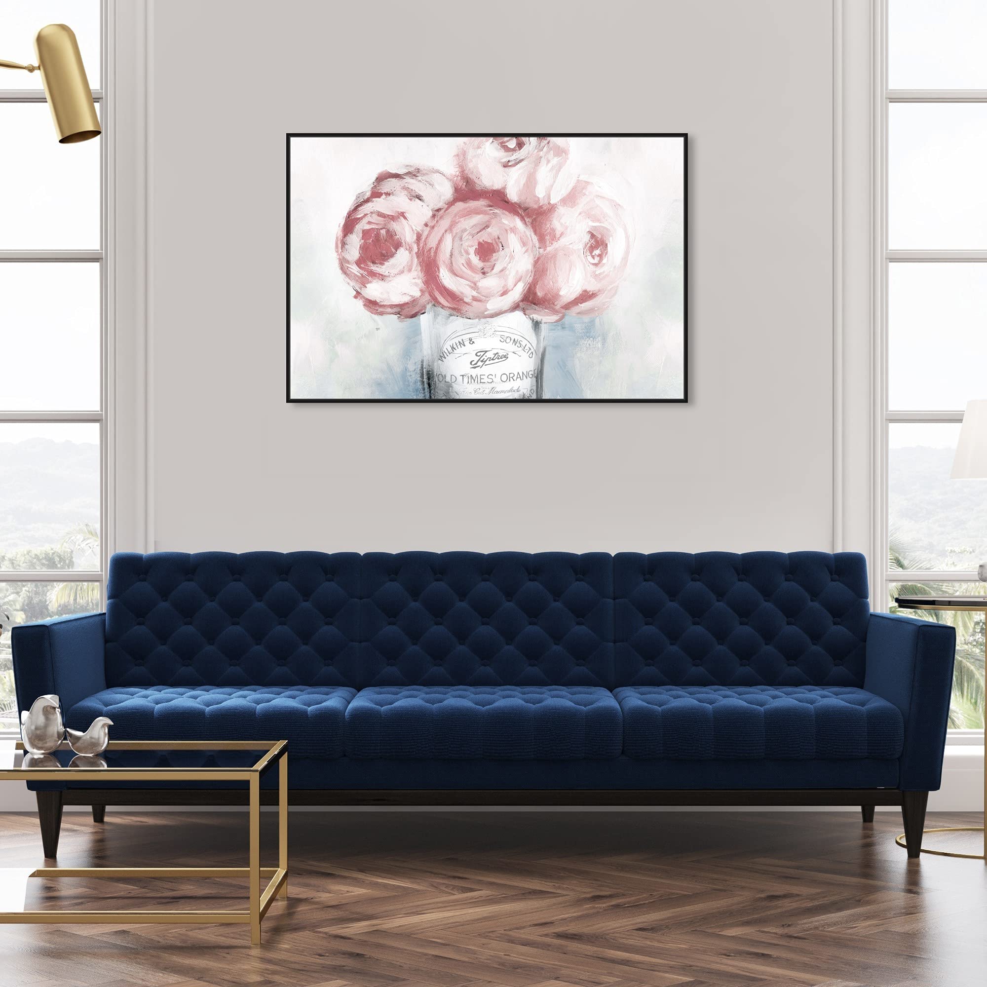 Oliver Gal Artist Co. Floral Framed Canvas Wall Art - 'Peony Jam Wide' Botanical Print for Living Room, Bedroom & Office Decor