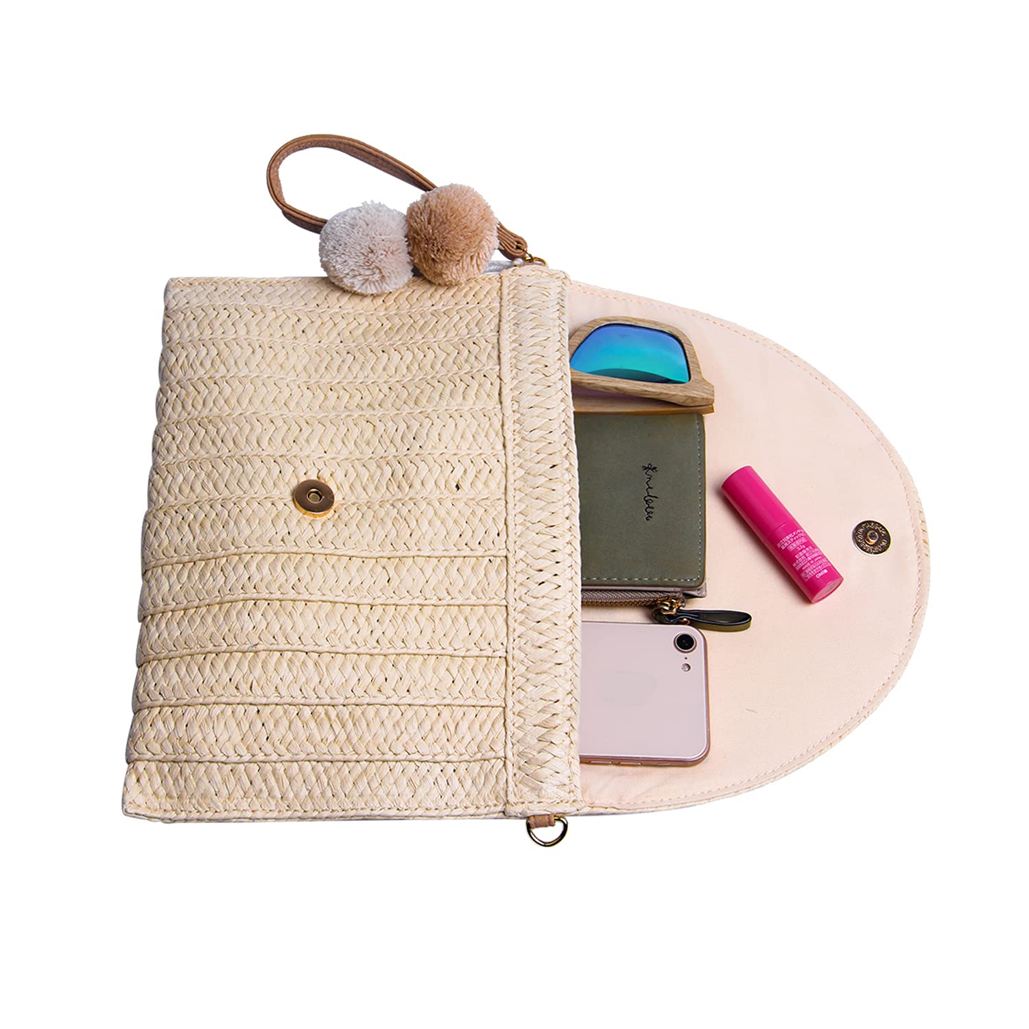 Women's Woven Straw Clutch Purse - Summer Beach Bag & Envelope Handbag for Parties, Weddings & Vacation Accessories