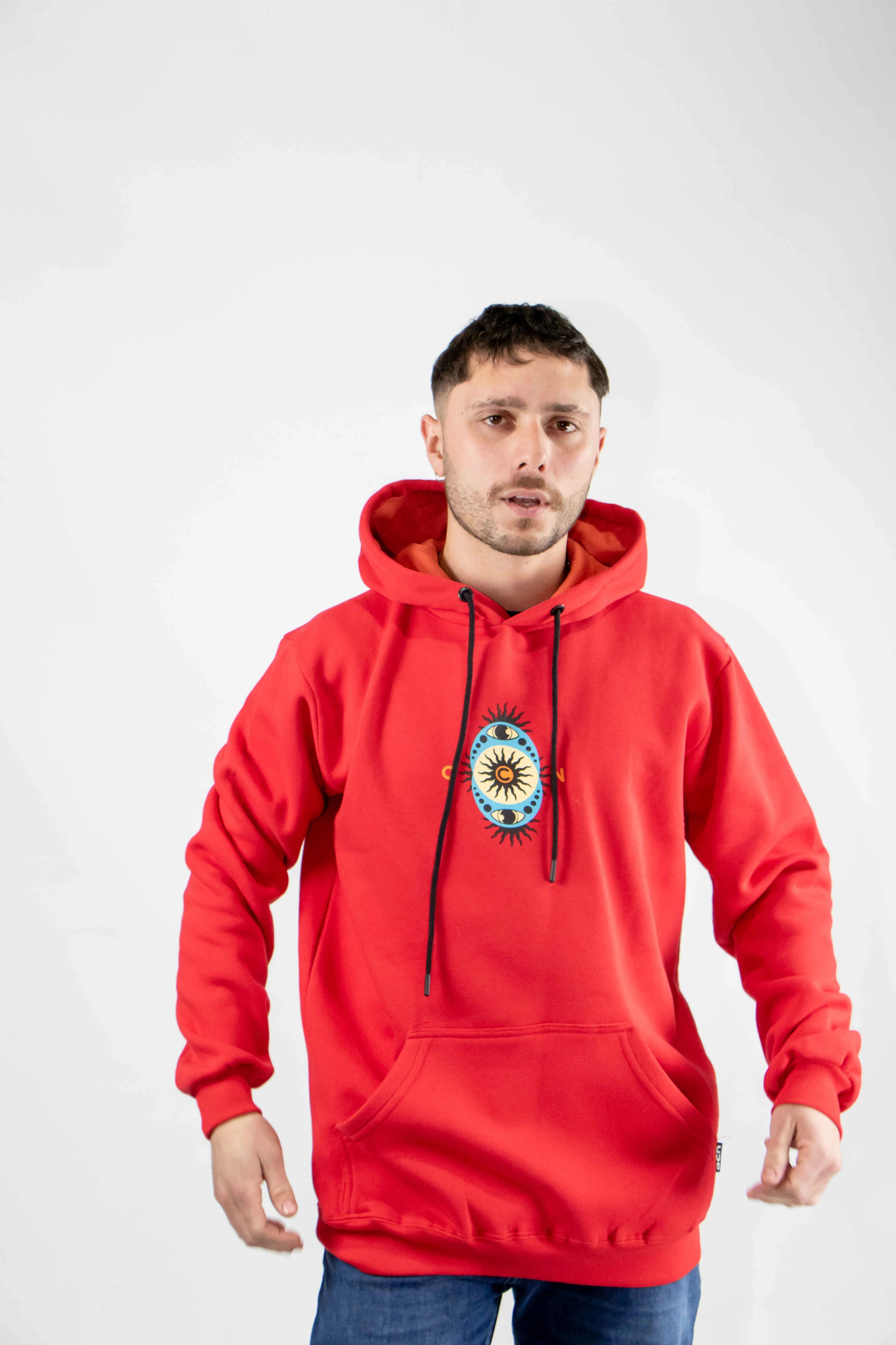Fitz Roy Red Hoodie - Men's Warm Fleece Pullover for Outdoor Hiking & Casual Wear