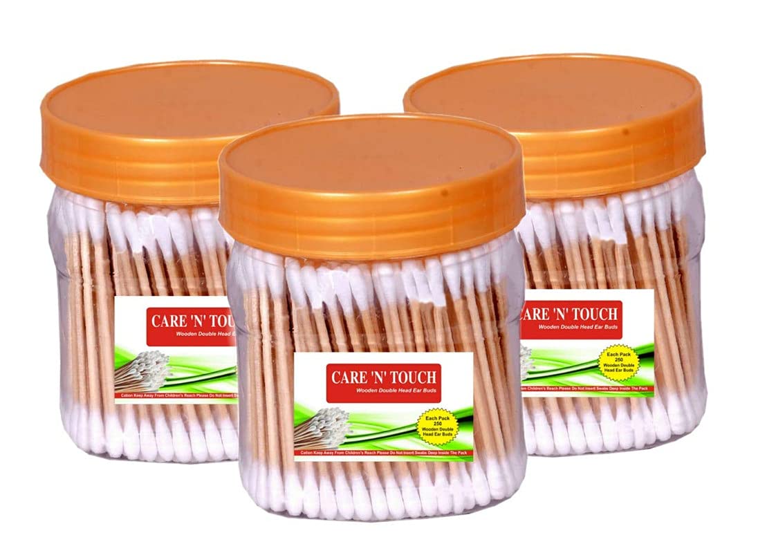 Natural Bamboo Cotton Swabs - 750 Eco-Friendly Wooden Ear Wax Cleaning Buds (3 Boxes) | Gentle Personal Care, Makeup Application & Baby Care | Hypoallergenic & Biodegradable