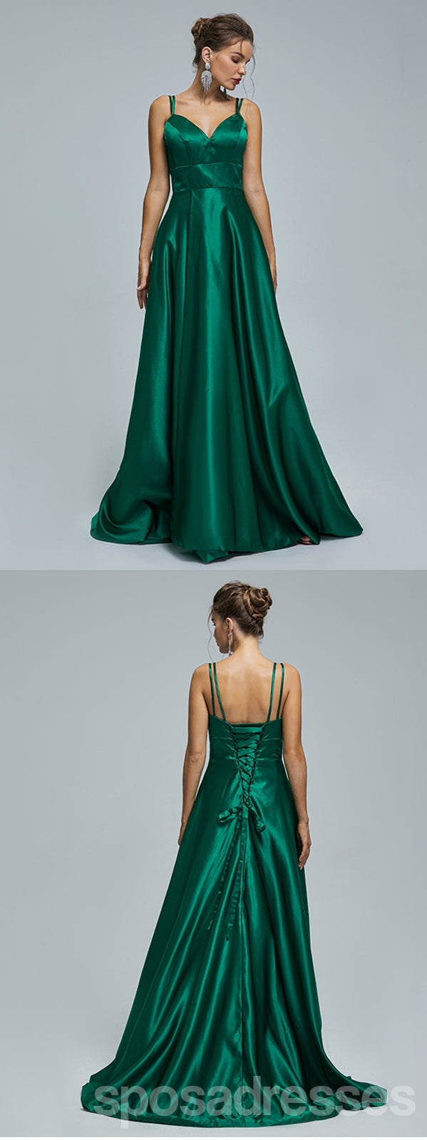 Elegant Green A-Line Spaghetti Strap Prom Dress with Side Slit - Affordable Long Formal Gown for Homecoming, Prom Night & Special Occasions