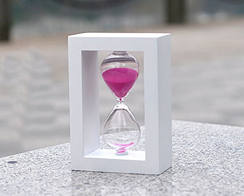 60 Minute White Wooden Sand Timer Hourglass - Pink Creative Decorative Timer for Kitchen, Classroom, Office & Meditation | Vintage Style Desk Decor