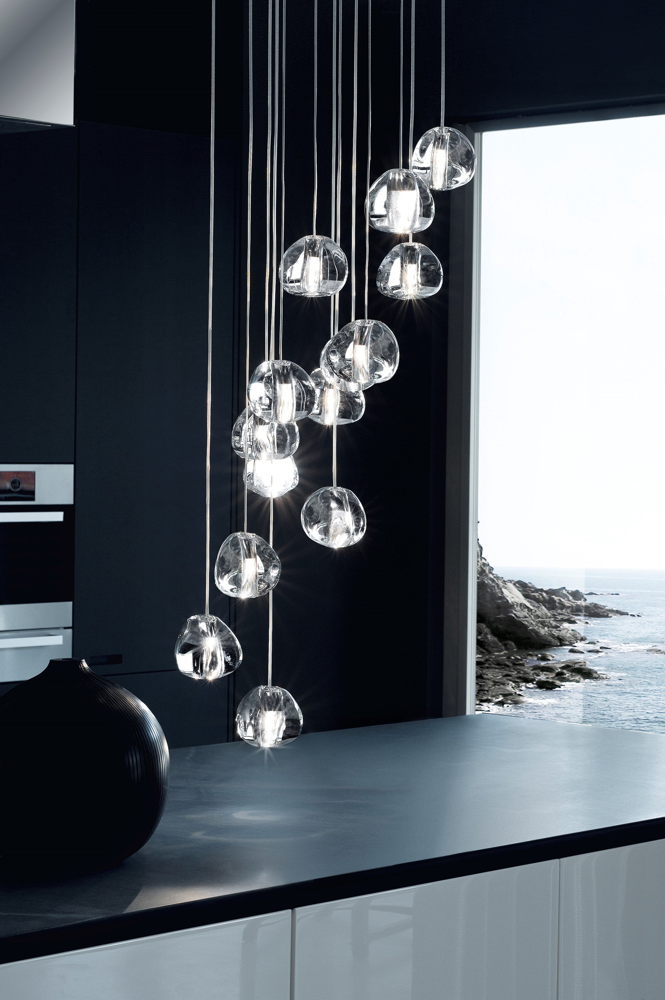 Elegant Crystal Pendant Light - Modern Chandelier for Dining Room, Bedroom & Living Room Decor - Dimmable LED Hanging Lamp for Home & Office Lighting