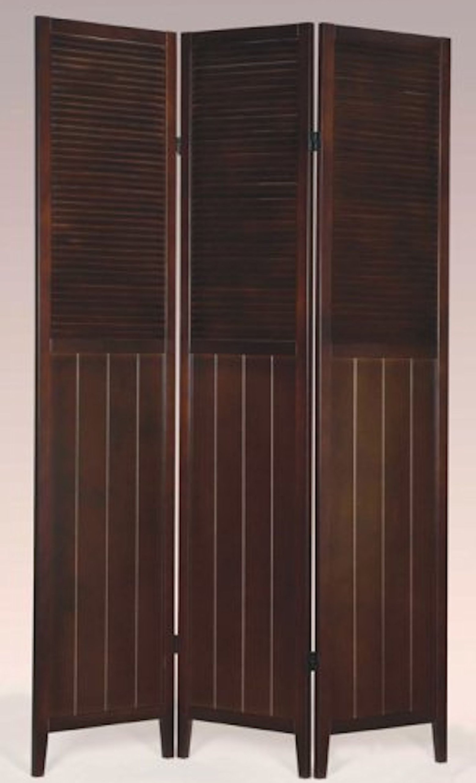 Legacy Decor 3 Panel Solid Wood Room Divider Folding Privacy Screen - Espresso Finish for Home Office, Bedroom Partition and Decorative Accent