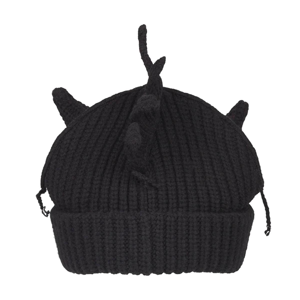 Chunky Dragon Beanie Hat for Men & Women - Soft Winter Knit Beanie with Dragon Design - Warm Black Skull Cap for Cold Weather, Outdoor Activities & Cosplay