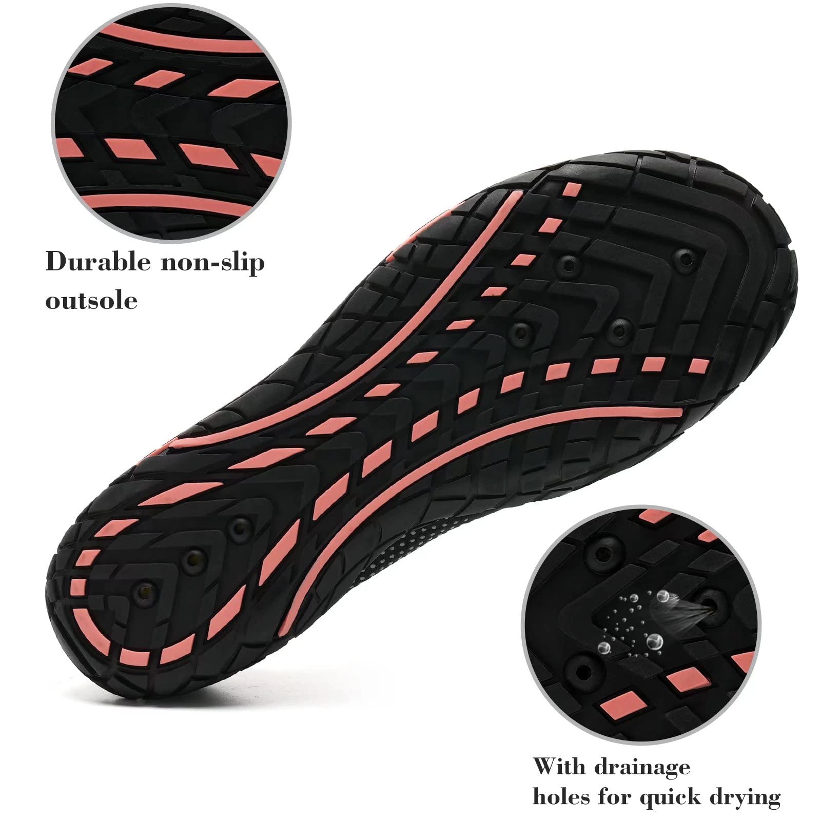 WateLves Water Shoes for Men & Women - Quick-Dry Aqua Socks for Beach, Swimming, Surfing, Yoga & Water Aerobics - Lightweight Pool Shoes with Non-Slip Sole (Black/Orange, Size 39) - Perfect for Beach Vacations, Water Sports & Summer Activities
