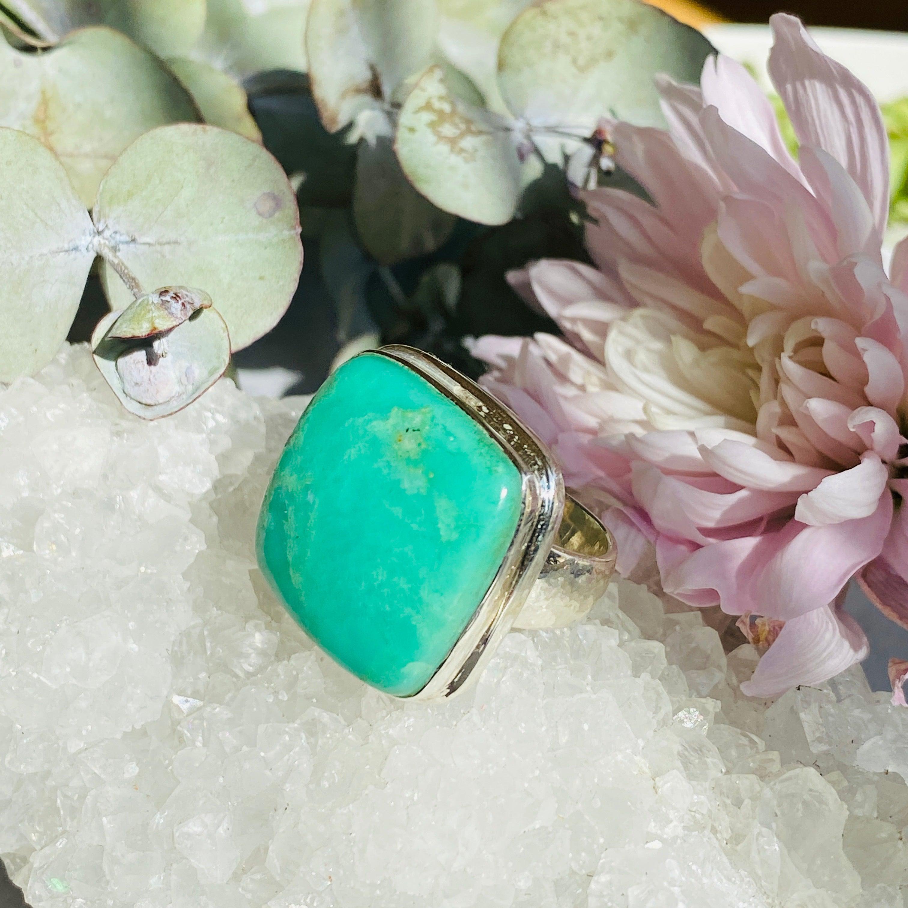Chrysoprase Square Ring Size 10 - KRGJ2140 | Elegant Green Gemstone Jewelry for Women, Perfect for Weddings, Parties & Everyday Wear