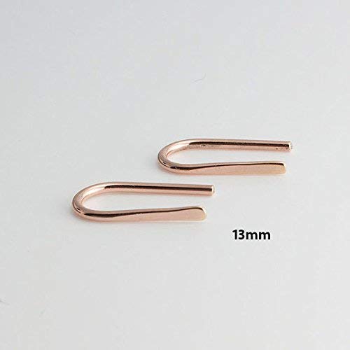 Lightweight Teardrop Hoop Earrings for Women - 14K Rose Gold Filled Small Oval Pull Through Piercing Earrings (20 Gauge, Hammered Finish) - Perfect for Everyday Wear, Date Nights & Gift Giving