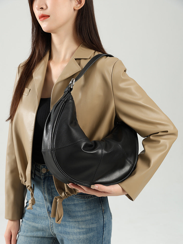 Stylish Leather Half Moon Shoulder Bag for Women - Crossbody Purse with Adjustable Strap - Perfect for Work, Travel & Everyday Use