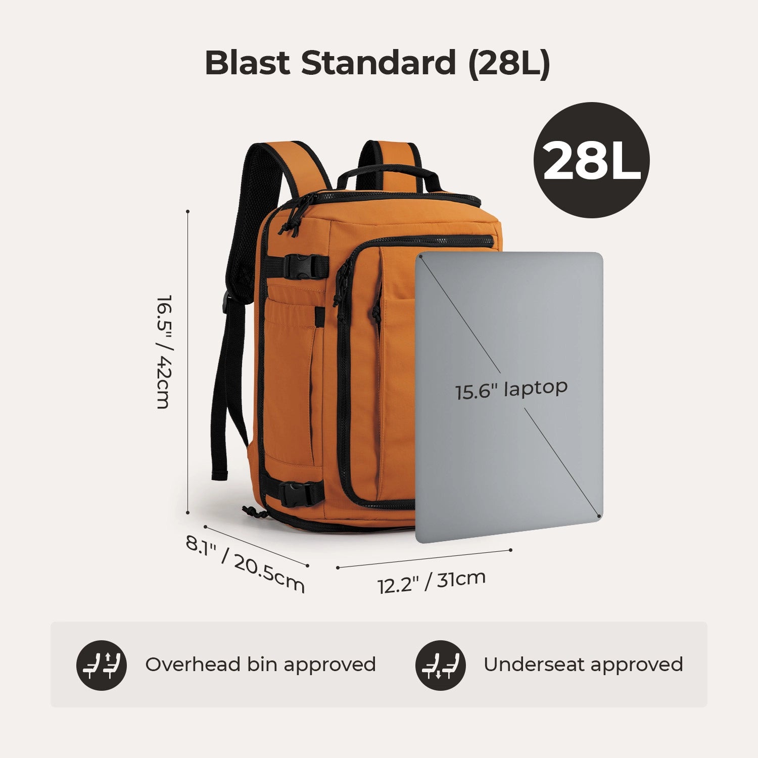 Blast Travel Backpack - Lightweight Waterproof Carry-On Backpack for Men & Women - Perfect for Airplane, Hiking, Camping & Daily Commute