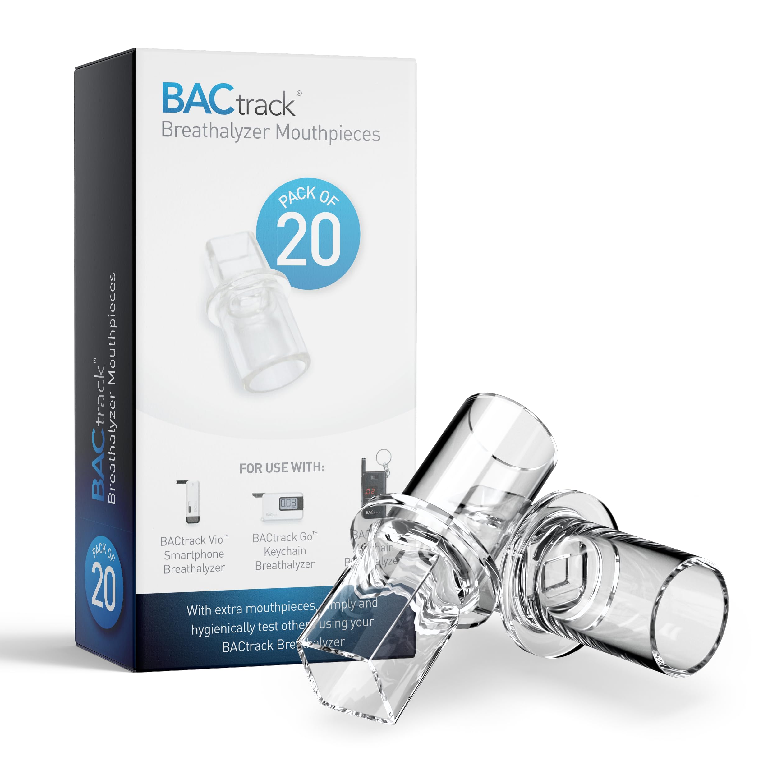 BACtrack Keychain Breathalyzer (Blue) with 20 Mouthpieces - Portable Alcohol Breath Tester for Personal & Professional Use - Perfect for Parties, Driving Safety, and Workplace Testing