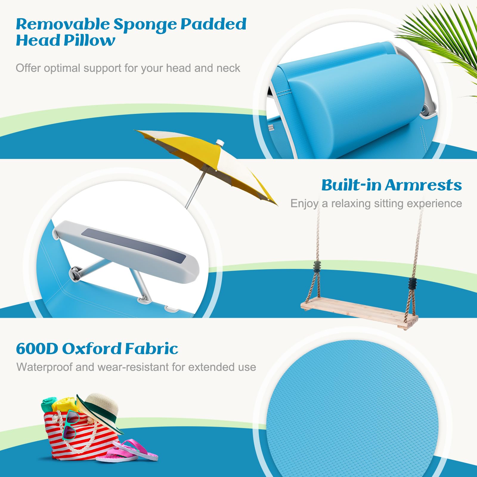 Goplus 2 Pack Heavy Duty Folding Beach Chairs for Adults - 330lbs Capacity, 5-Position Adjustable Backpack Chairs with Storage Pockets, Towel Bar & Headrest - Portable Aluminum Frame Lay Flat Camping Chairs for Beach, Poolside, Backyard, Picnic & Outdoor Relaxation