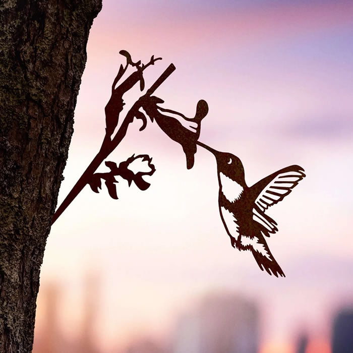 Stunning Metal Hummingbird Garden Decor - Handcrafted Outdoor Ornament for Patio, Yard & Home Decor | Perfect Gift for Bird Lovers