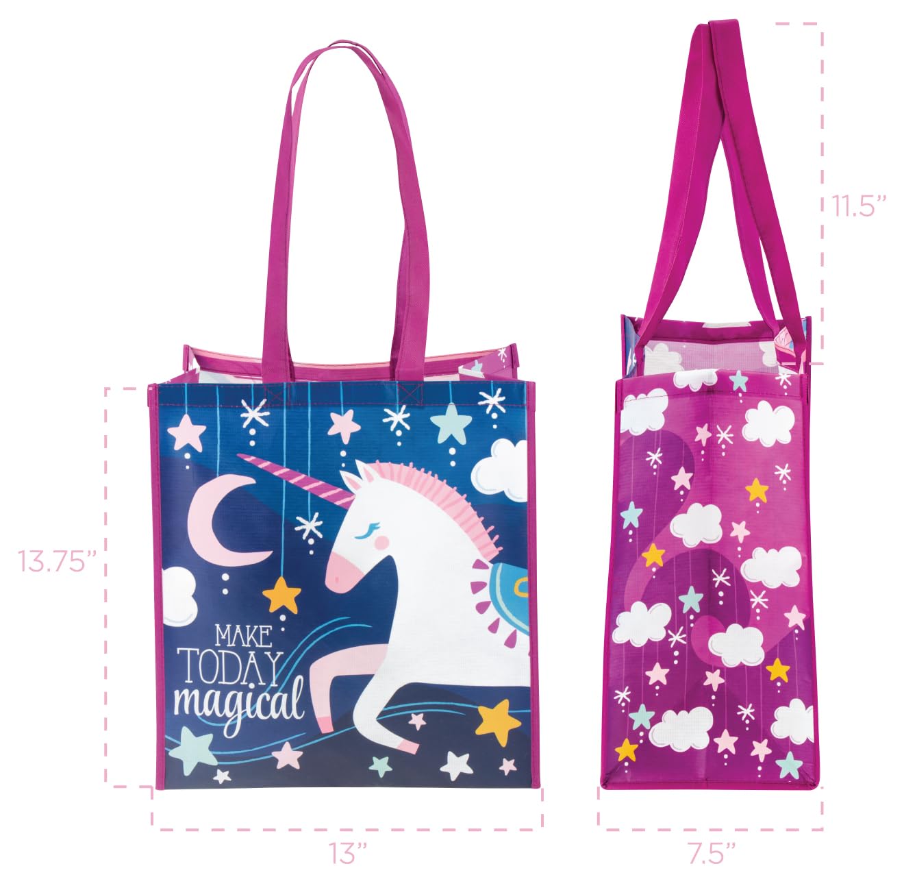 Stephen Joseph Large Recycled Gift Bags with Handles - Eco-Friendly Reusable Kids Birthday Party & Shopping Bags for Gifts, Favors, and Everyday Use
