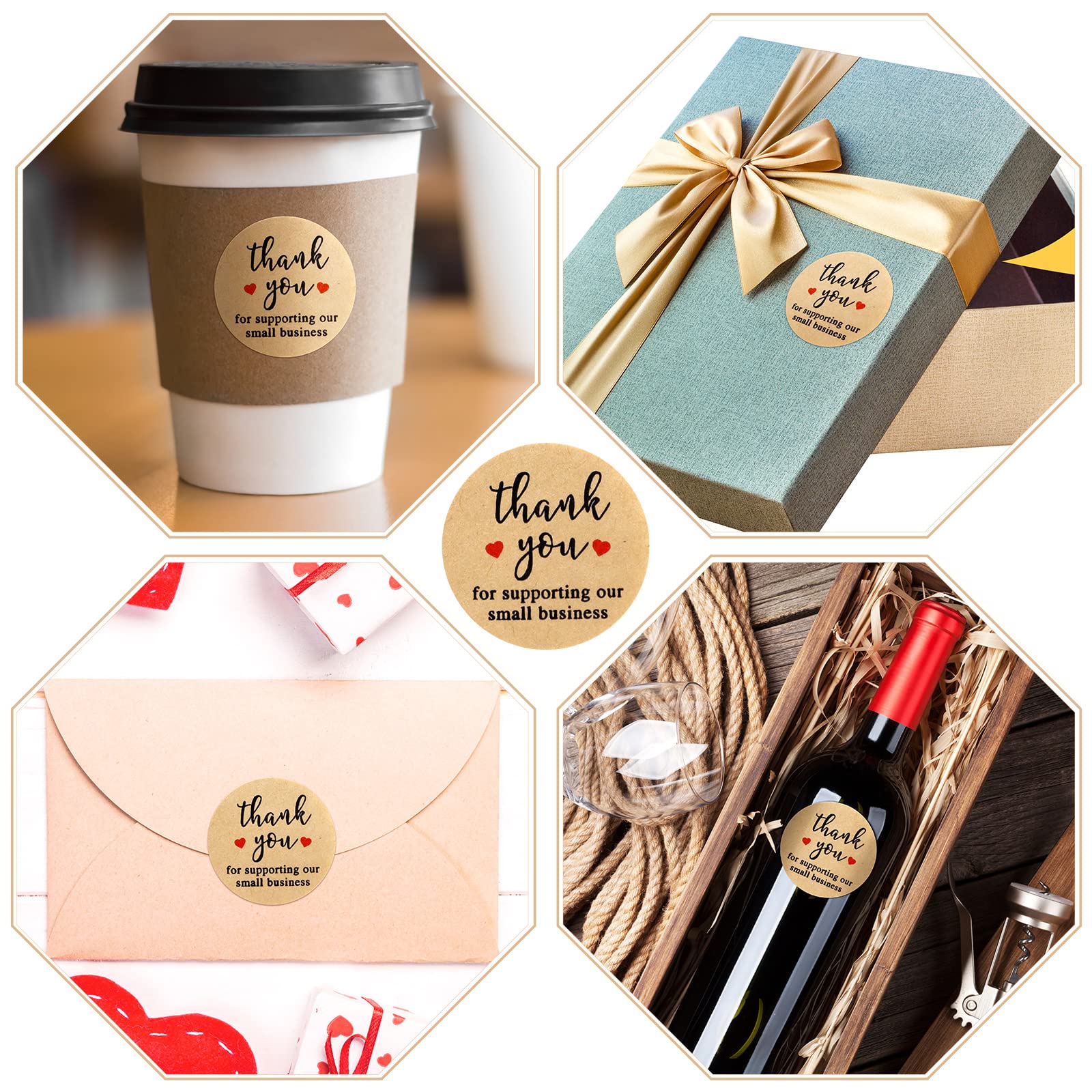 620-Piece Thank You Cards and Gold Foil Stickers Set for Small Business Owners - Appreciation Stickers with Resealable Kraft Paper Packaging - Perfect for Customer Thank You Gifts, Small Business Marketing & Branding