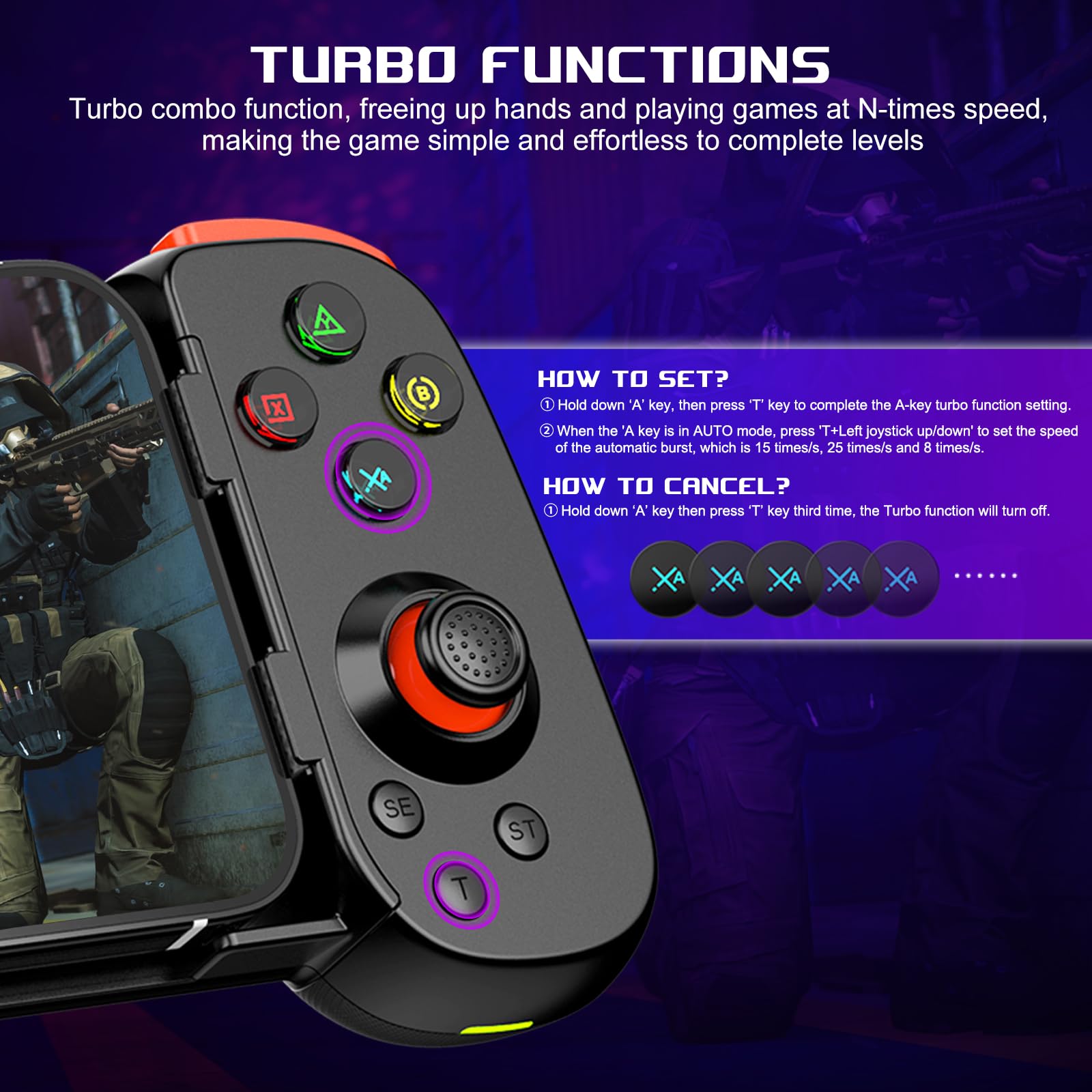 Wireless Mobile Game Controller for iPhone 16/15/14/iPad & Galaxy S24/23/22/Android - Compatible with Xbox Cloud Gaming, PS Remote Play, Call of Duty Warzone Mobile, Genshin Impact, Roblox & Diablo - Perfect for Cloud Gaming & Mobile Gaming on the Go