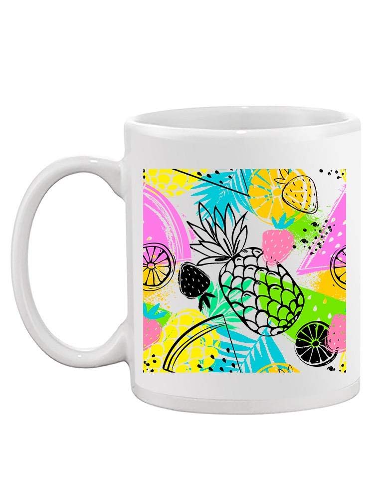 Smartprints Tropical Fruit Design Coffee Mug - 15oz Ceramic Travel Mug with Lid - Perfect for Home, Office & Outdoor Use - Unisex Gift Idea