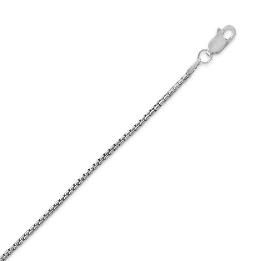 925 Sterling Silver Oxidized Round Box Chain Necklace 1.6mm Wide with Lobster Clasp - Unisex Jewelry for Women & Men - Perfect for Layering, Gifts & Everyday Wear