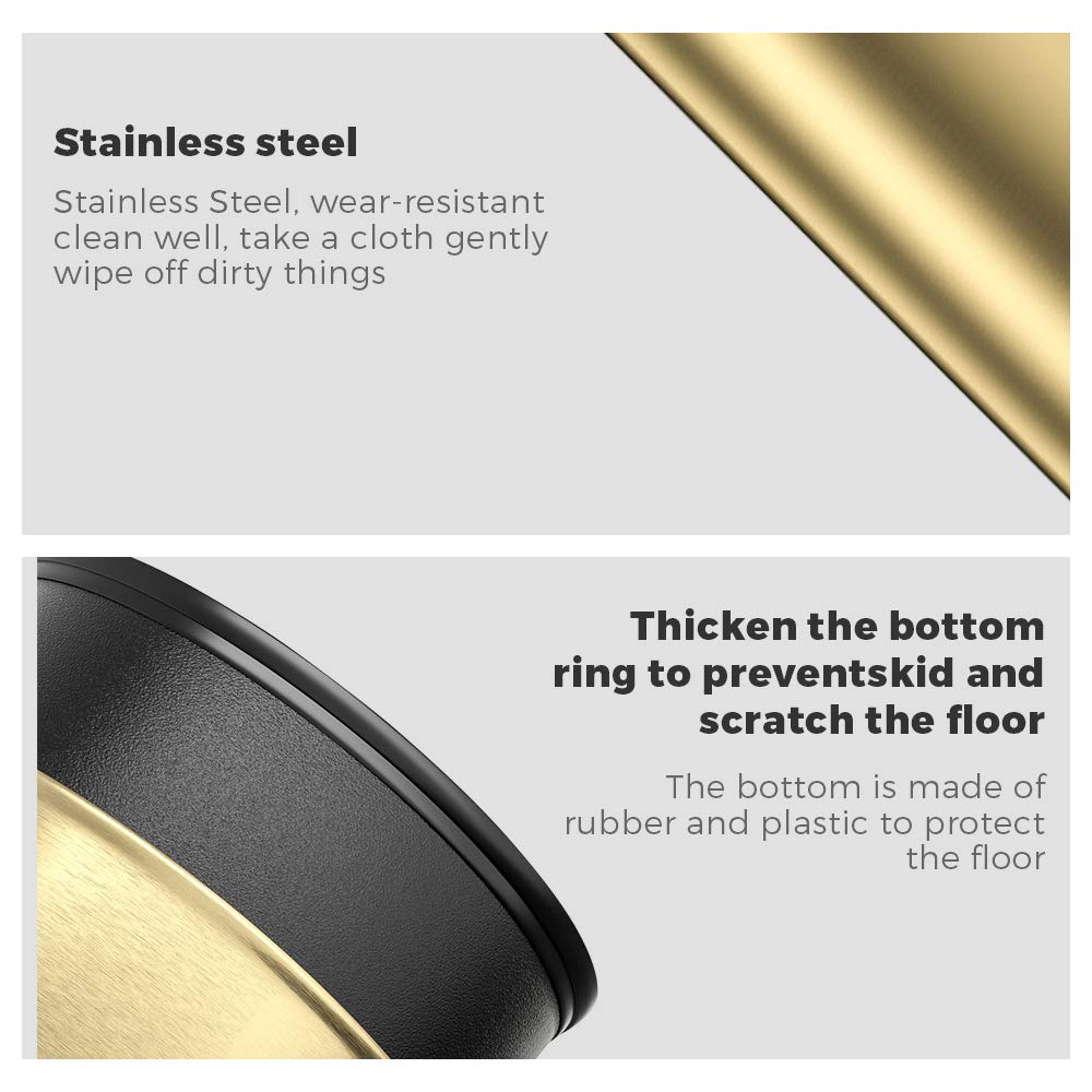 Stainless Steel Trash Can with Flip Lid - 9L for Kitchen, Bathroom & Bedroom - Metallic Gold