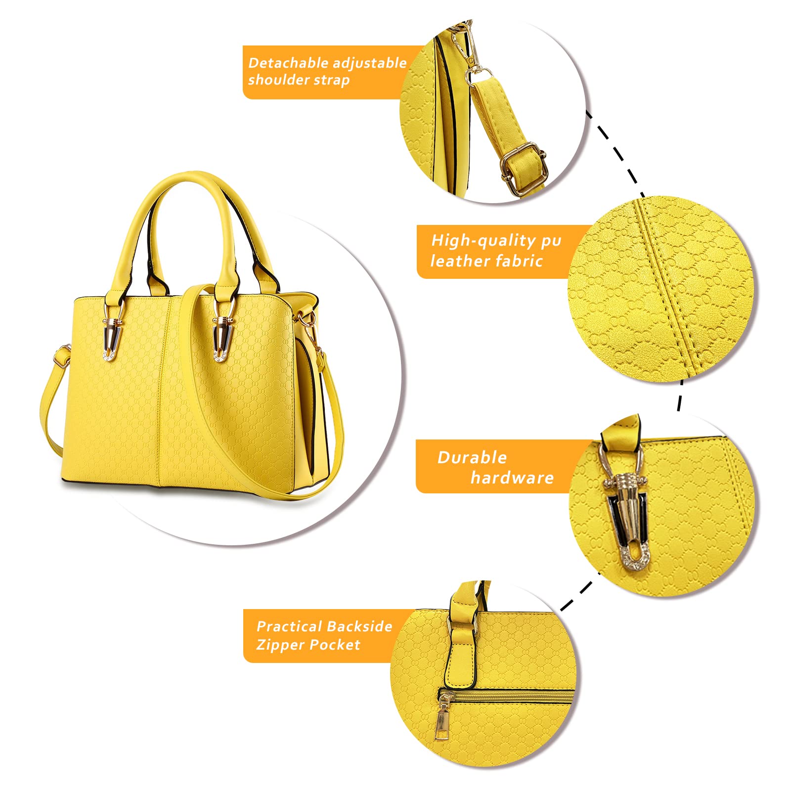 JHVYF Women's Classic Top Handle Handbag - Crossbody Casual Purse Satchel Tote Bag for Work, Travel & Everyday Use