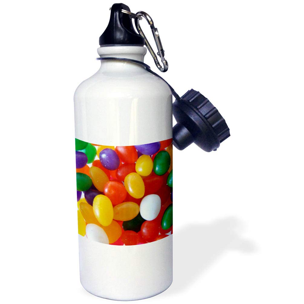 3D Rose Jumping Jelly Beans Sports Water Bottle - 21oz Insulated Stainless Steel Gym Bottle for Running, Cycling & Outdoor Activities - BPA Free, Leak Proof, White
