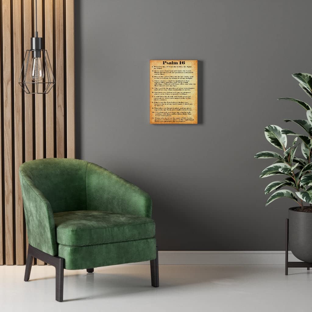 Gold Bible Verse Canvas Art - Psalm 16 Security in His Presence - Christian Wall Decor for Home, Office & Church - Inspirational Scripture Gift for Weddings, Baptisms & Housewarmings