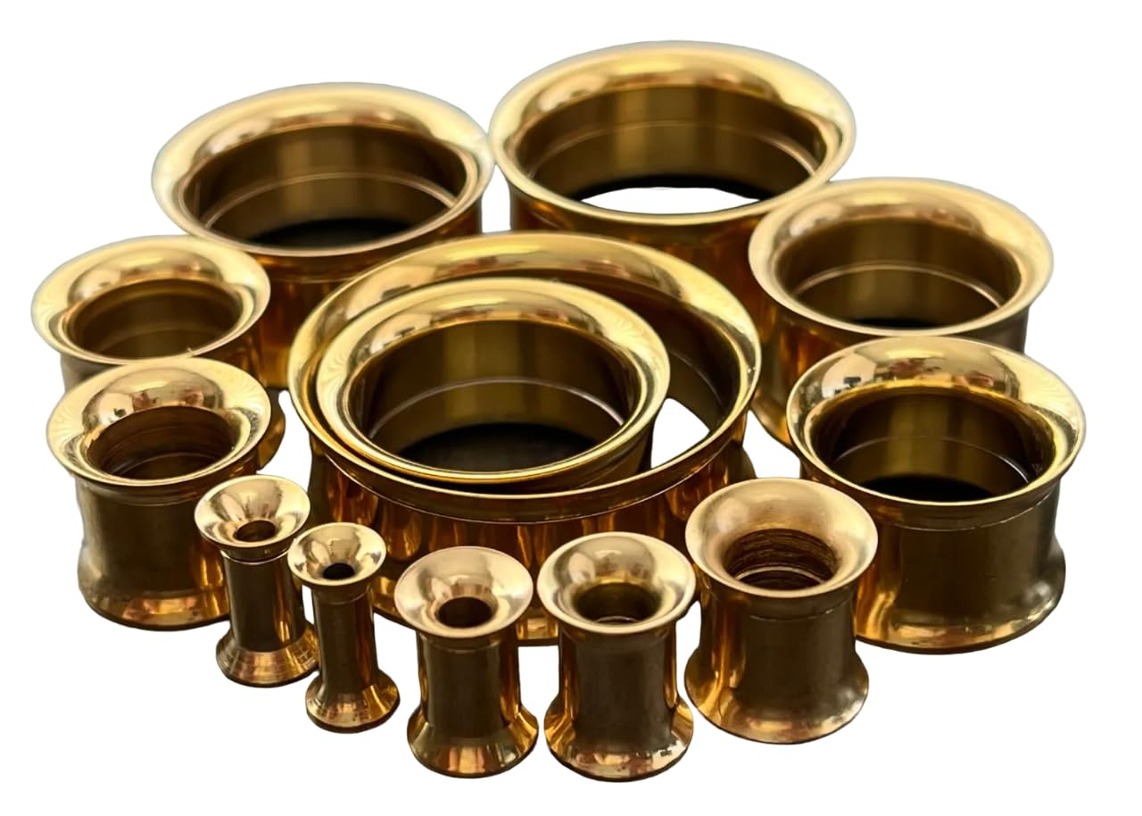 Stunning Gold Plated Surgical Steel Internally Threaded Tunnels - 1/2