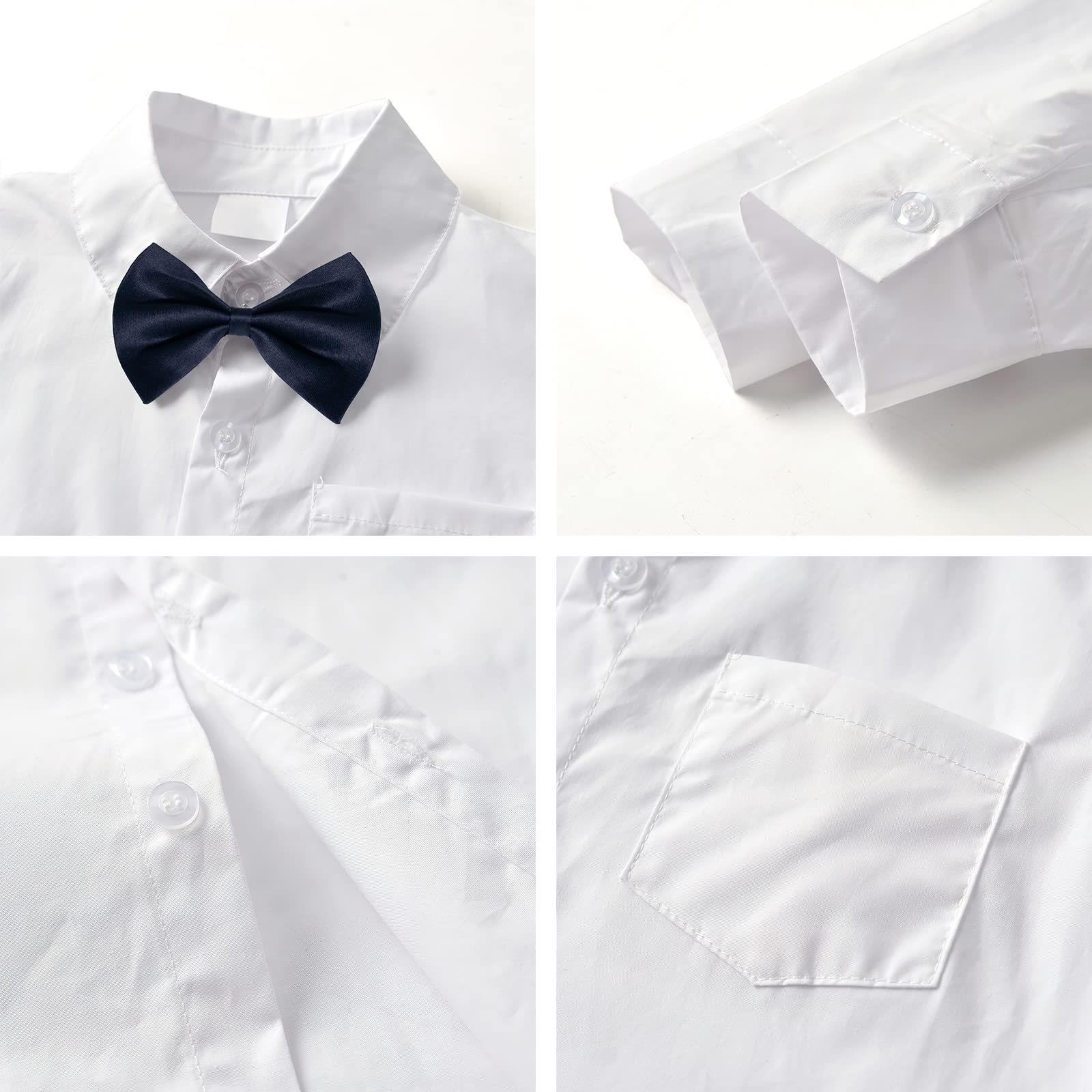 NWADA Baby Boy Formal Suit Set - Dress Shirt, Suspenders & Bow Tie Outfit for Weddings & Special Occasions (12M-7Y) | Toddler Dress Clothes for Parties, Photos & Family Events