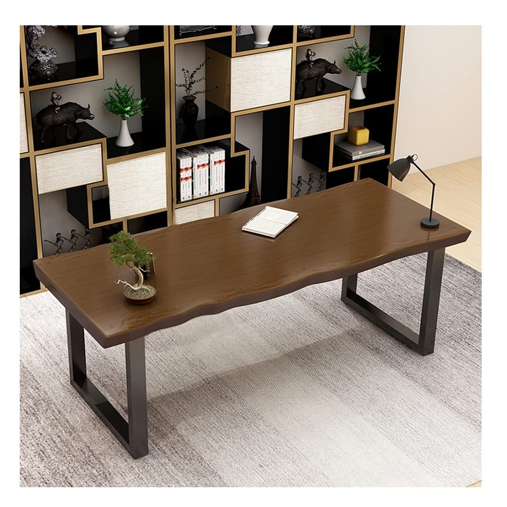 Modern Industrial Solid Wood Dining Table - 140X70X75CM, Home Office Kitchen Conference Computer Desk, Multi-Purpose for Dining, Working & Entertaining - Perfect for Small Spaces & Modern Interiors