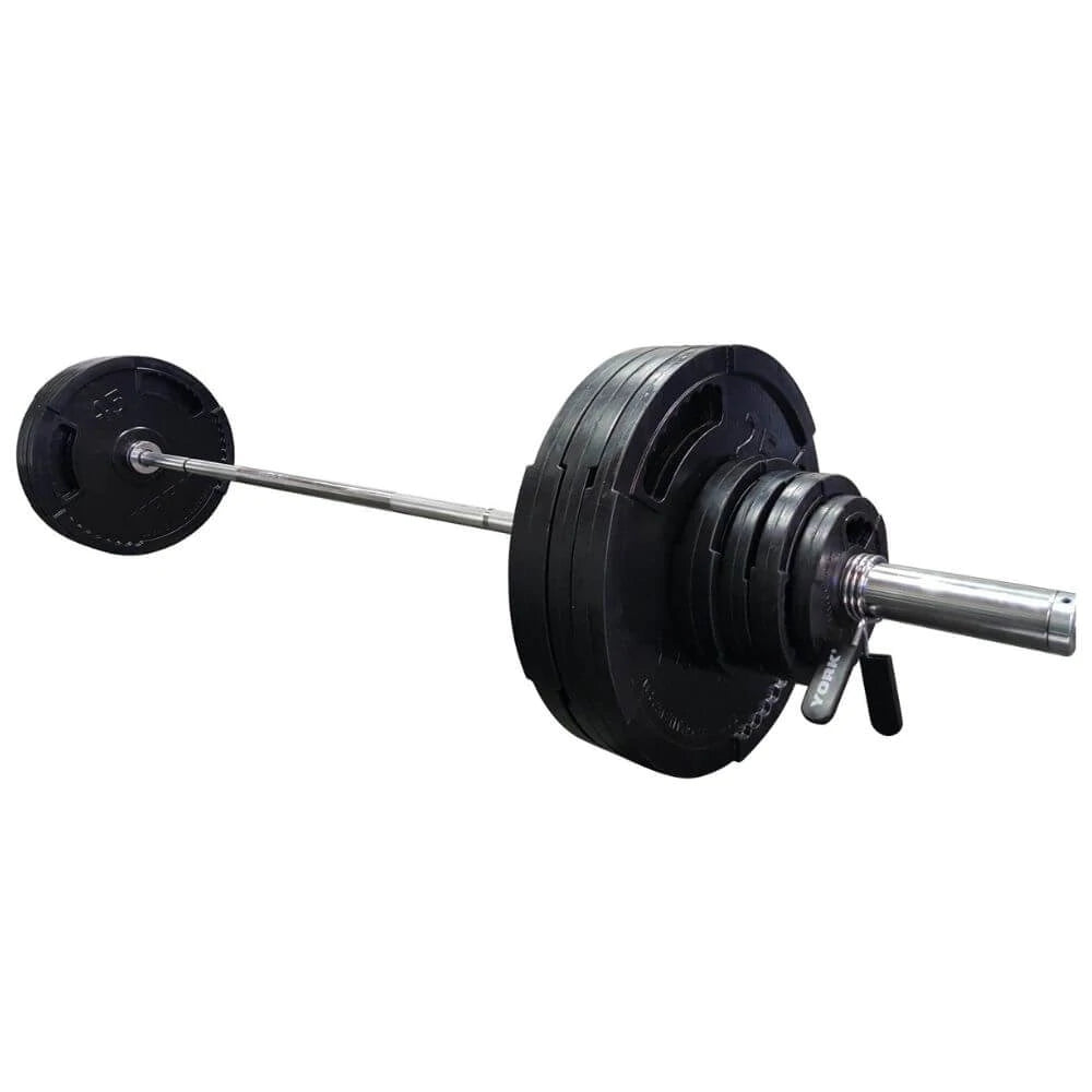 York G2 Rubber Encased Olympic Plate & Barbell Set - Premium Weightlifting Equipment for Home Gym & CrossFit Training