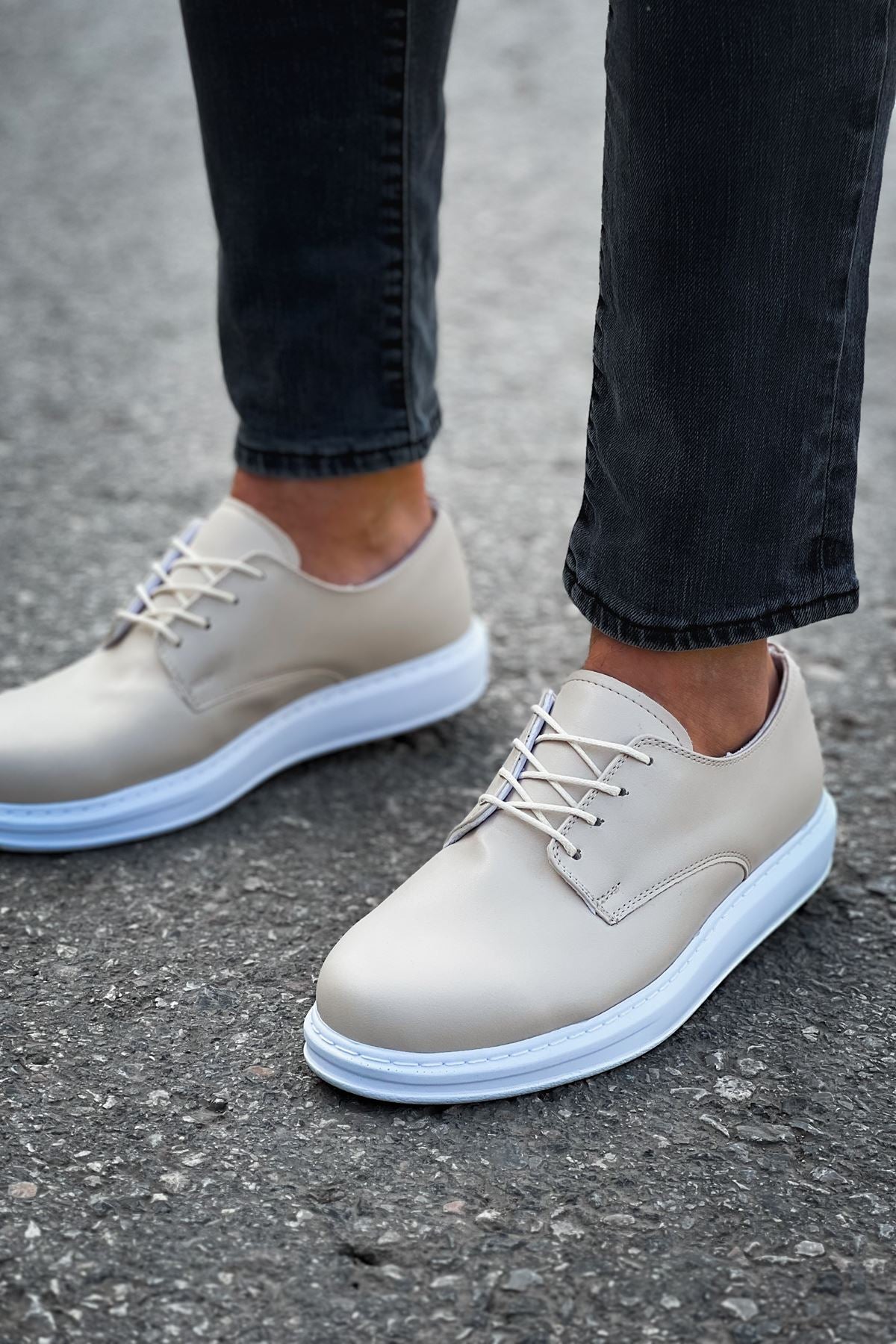 Classic Men's Leather Loafers CH003 CBT in Beige - Comfortable & Stylish for Business, Casual & Office Wear