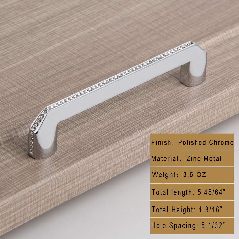 Modern Crystal Cabinet Knobs & Pulls - 2 Pack Silver Handles for Kitchen & Furniture