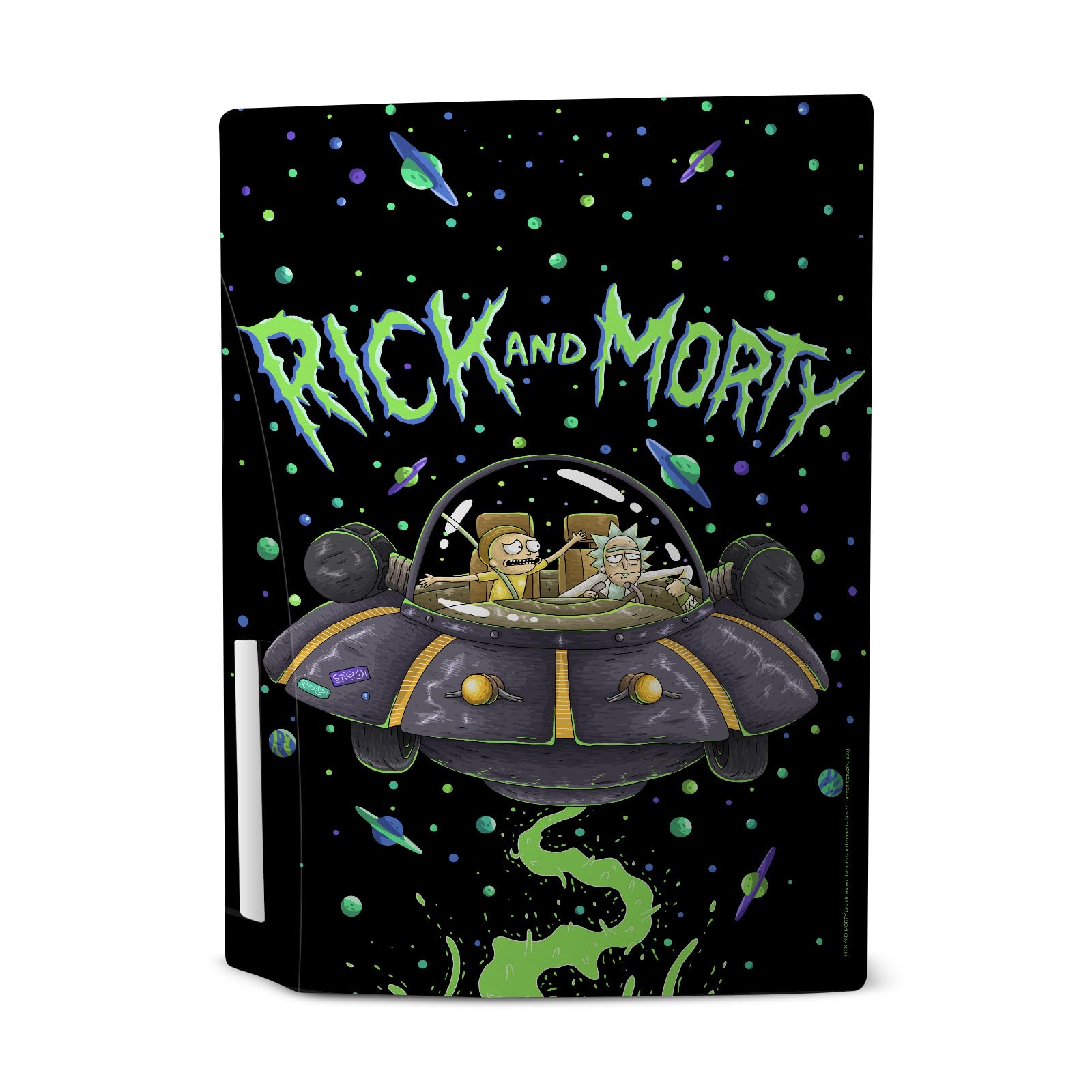 Official Licensed Rick and Morty The Space Cruiser Vinyl Decal Skin Compatible with Sony PlayStation 5 PS5 Disc Edition Console - Gaming Accessory for Fans & Collectors