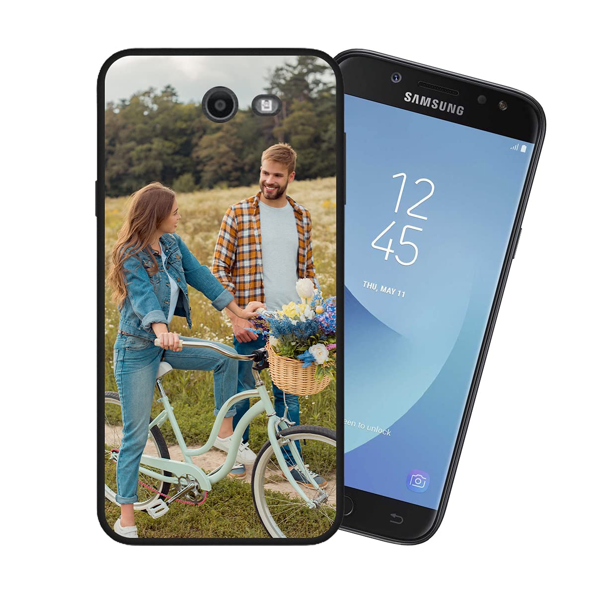 Custom Photo Phone Case for Samsung Galaxy J7 (2017) - Personalized Picture Case, Shockproof Silicone Cover, Soft Candy Design - Perfect Christmas & Birthday Gift (Black) | Ideal for Everyday Protection & Special Occasions