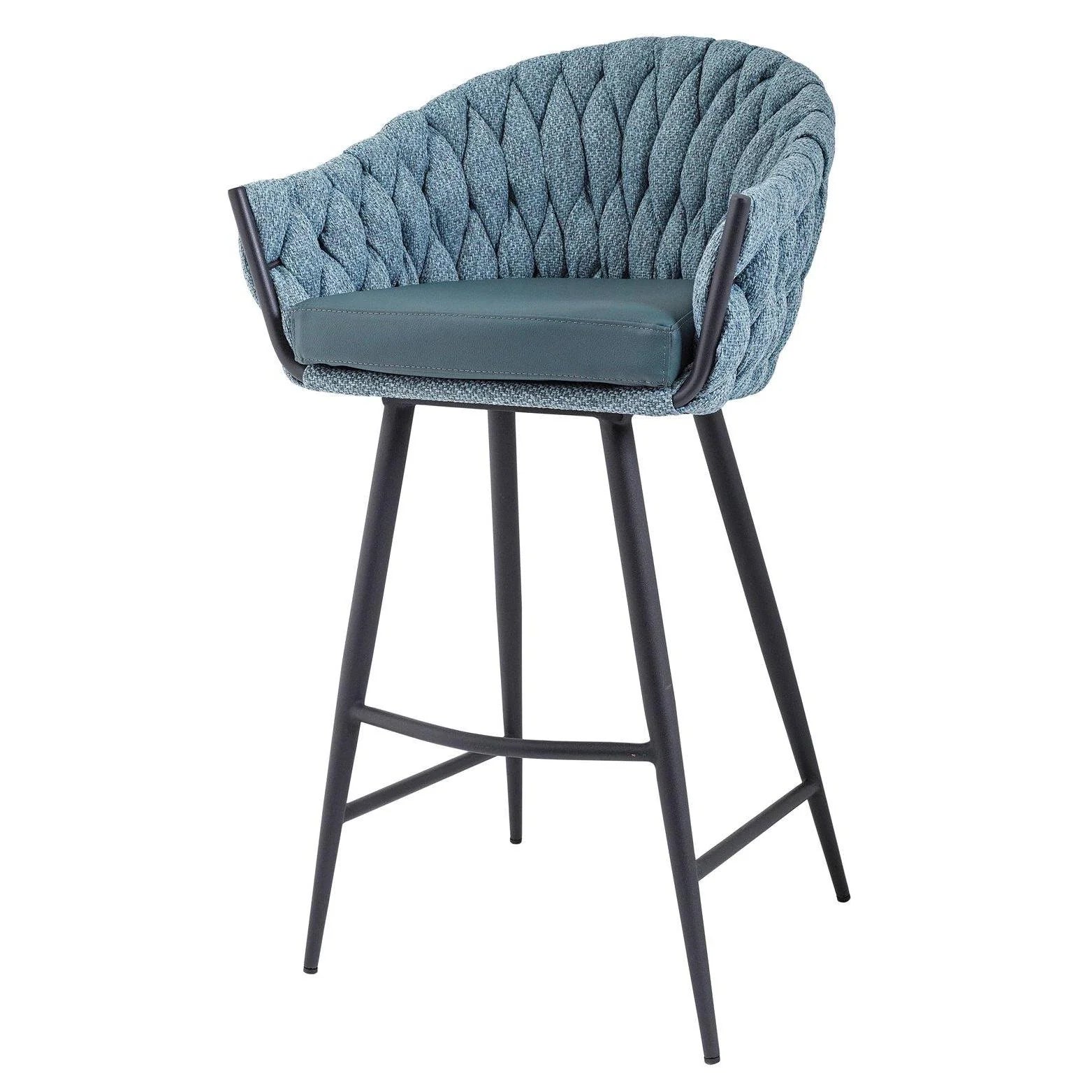 Blake Bar Stool - Brown & Grey or Aquamarine & Black Finish - Modern Kitchen & Dining Room Counter Height Stool for Home & Bar Use