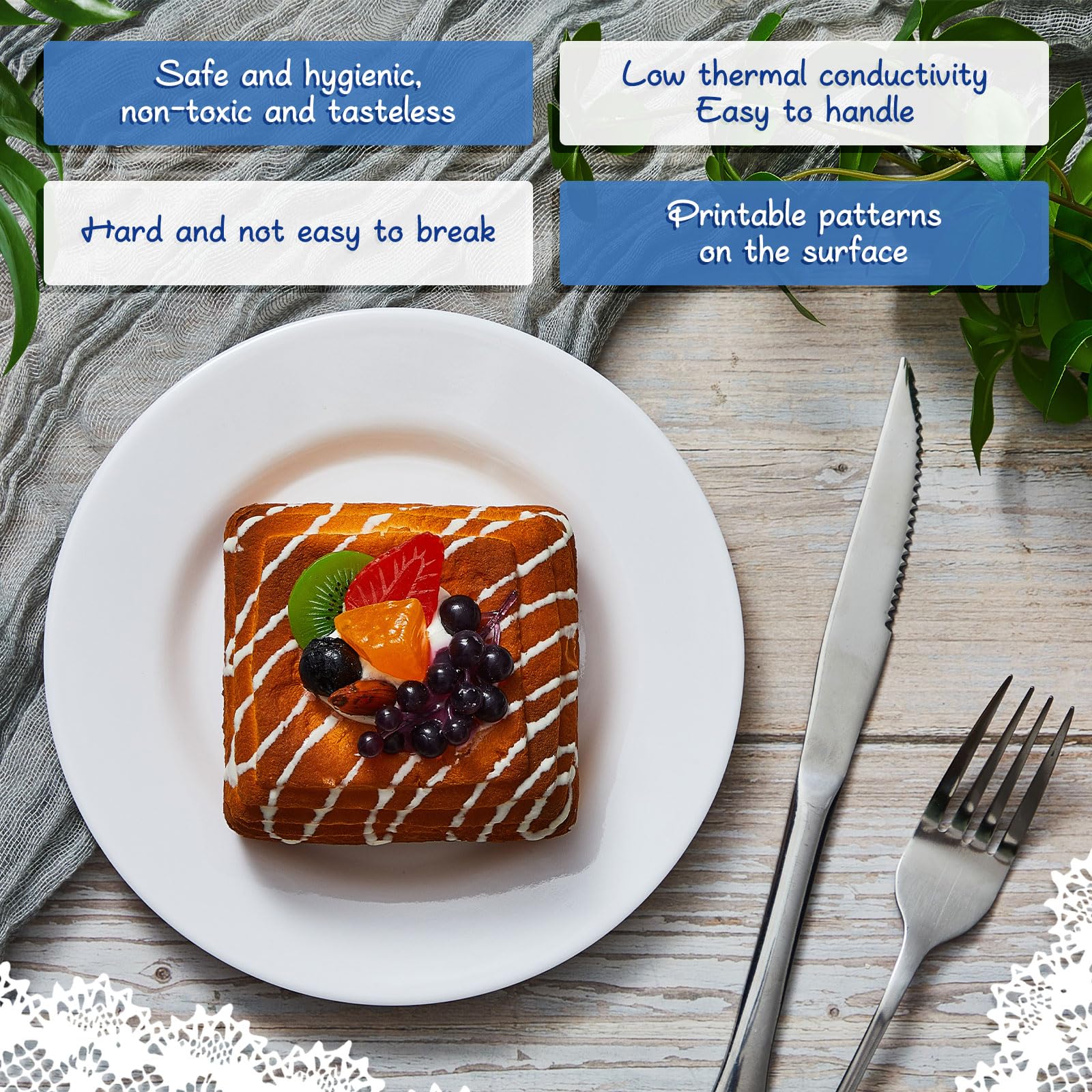 Hushee 24 Pack White Dessert Plates & Salad Dishes Set - 7 Inch Round Small Dinner Plates for Snacks, Appetizers, Party Serving - Perfect for Weddings, Picnics, and Family Gatherings