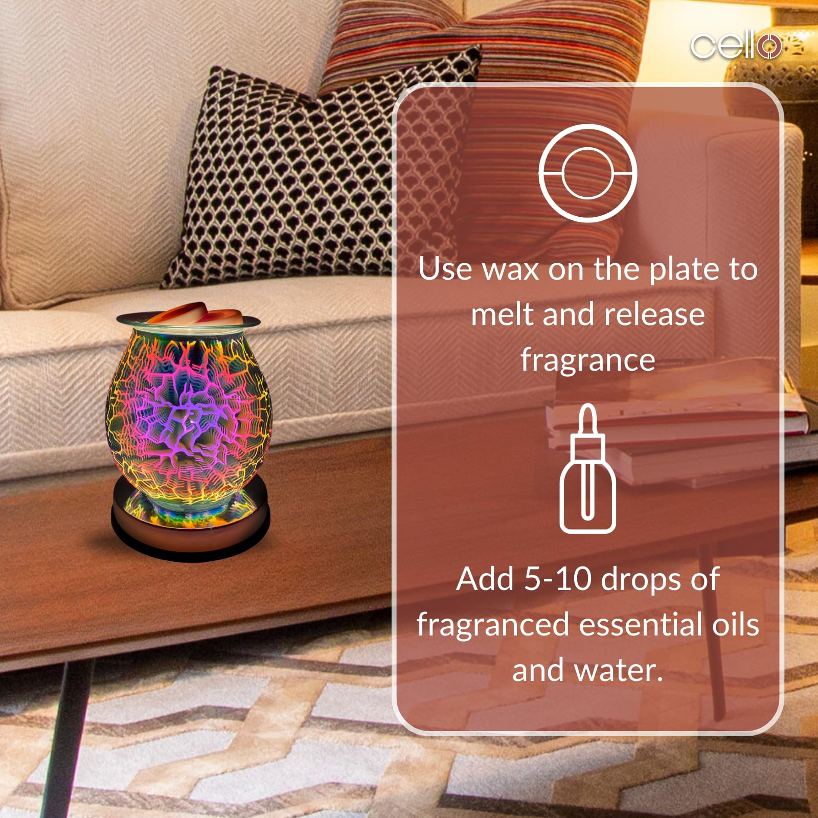 3D Touch Cello Electric Wax Burner with Lightning Fast Heating - Perfect for Home Aromatherapy, Office Relaxation & Spa Treatments